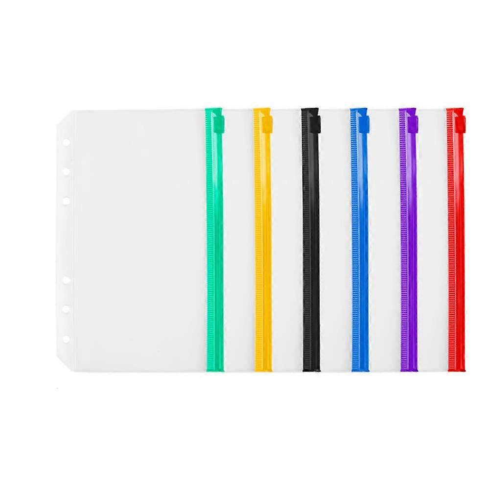 A6 Binder Pockets Pack Of 12 PVC Transparent 6-Hole Zip Folder Waterproof Loose-Leaf Pockets For Notebook Budget Planner