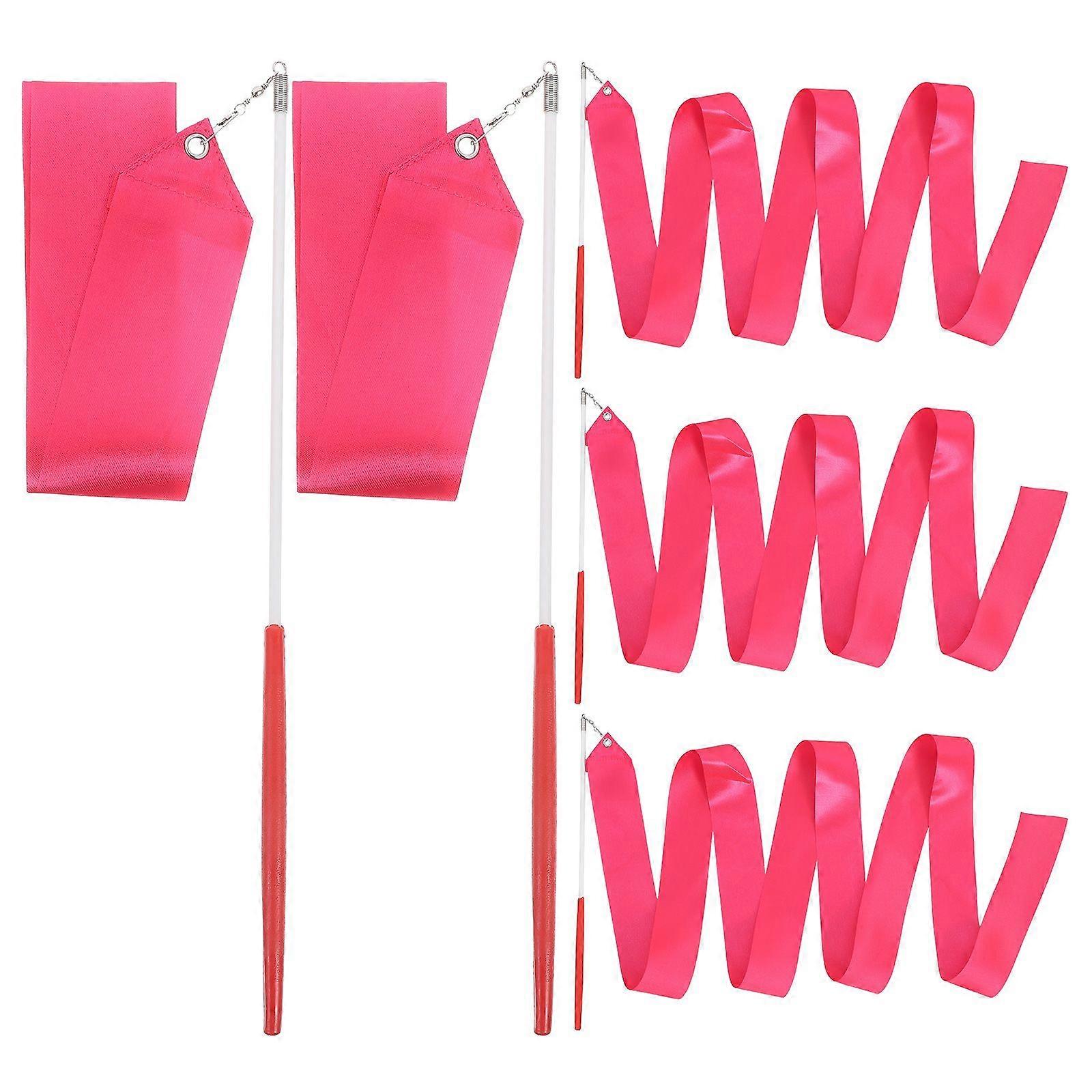5pcs Dancing Gymnastic Ribbon Sticks Colored Ribbon Performance Ribbons with Sticks