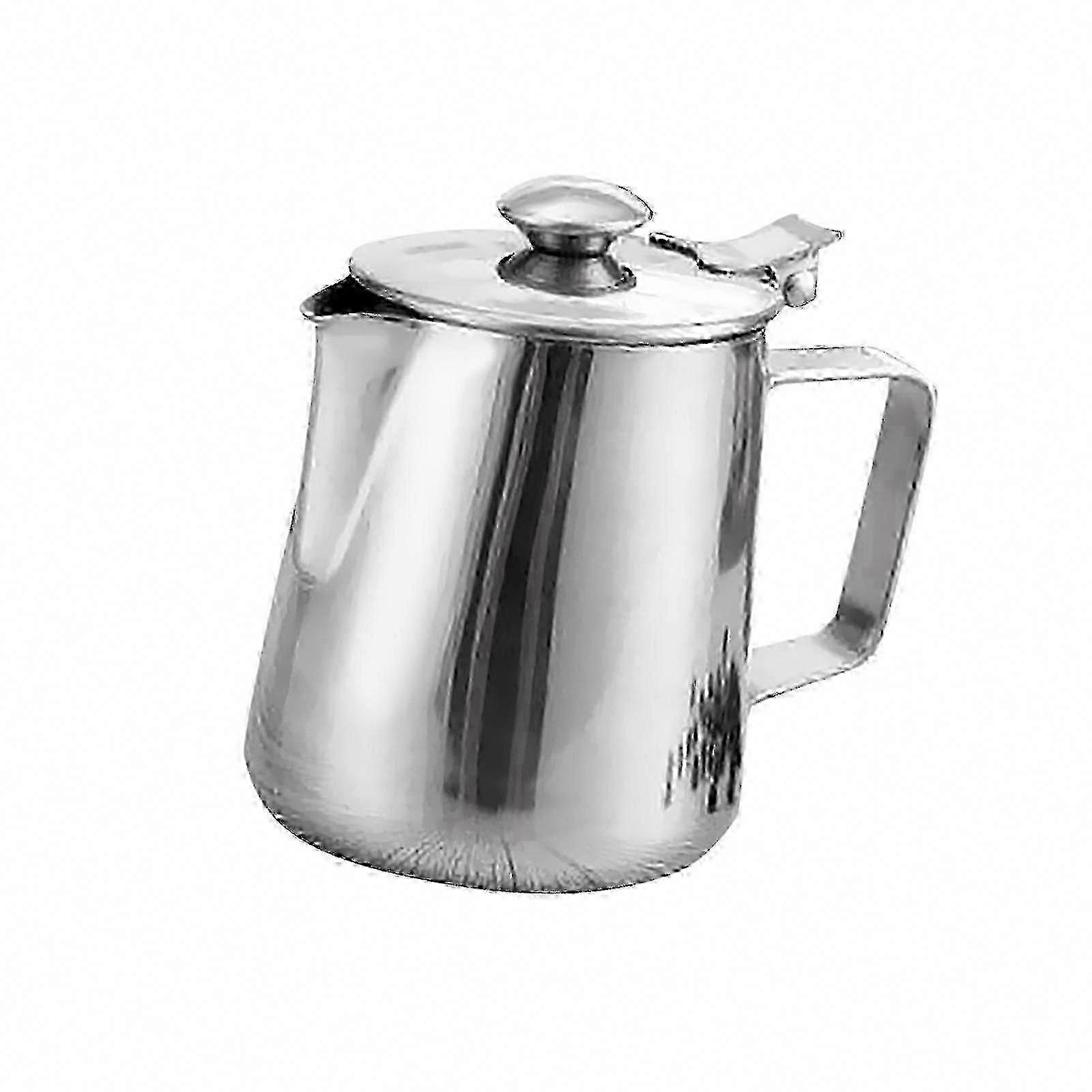 Stainless Steel Milk Frothing Pitcher 350ml with Lid for Latte & Coffee