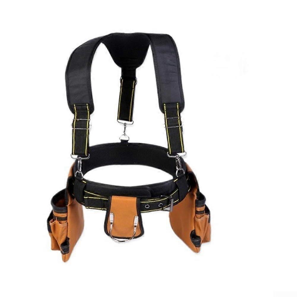 Robust Tool Belt Suspenders Set, Adjustable and Removable with Multi-Pocket Organizer for Carpenters, Electricians, Construction Workers