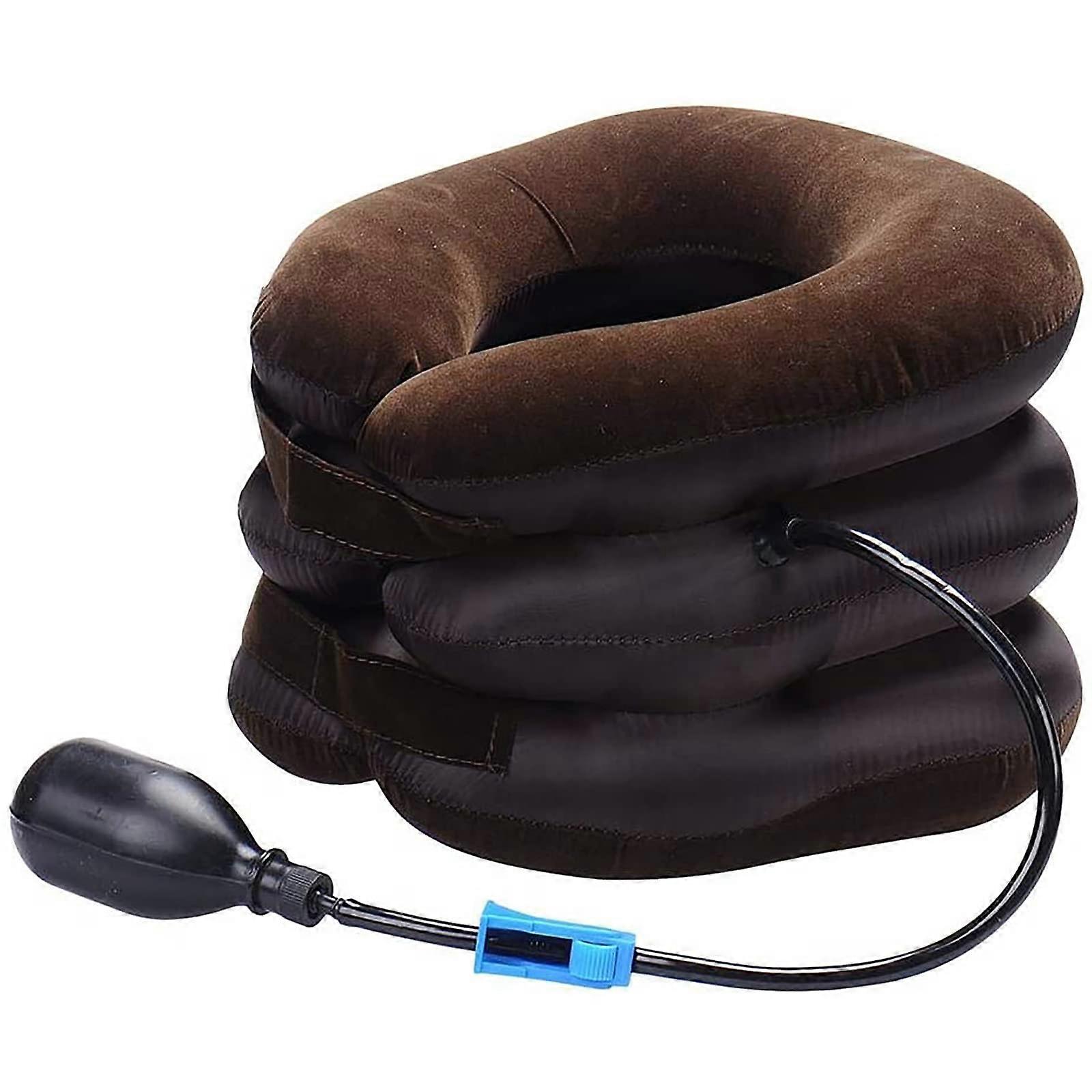 Inflatable Cervical Neck Traction Pillow for Chronic Neck and Shoulder Pain Relief, Adjustable Size, Portable Design