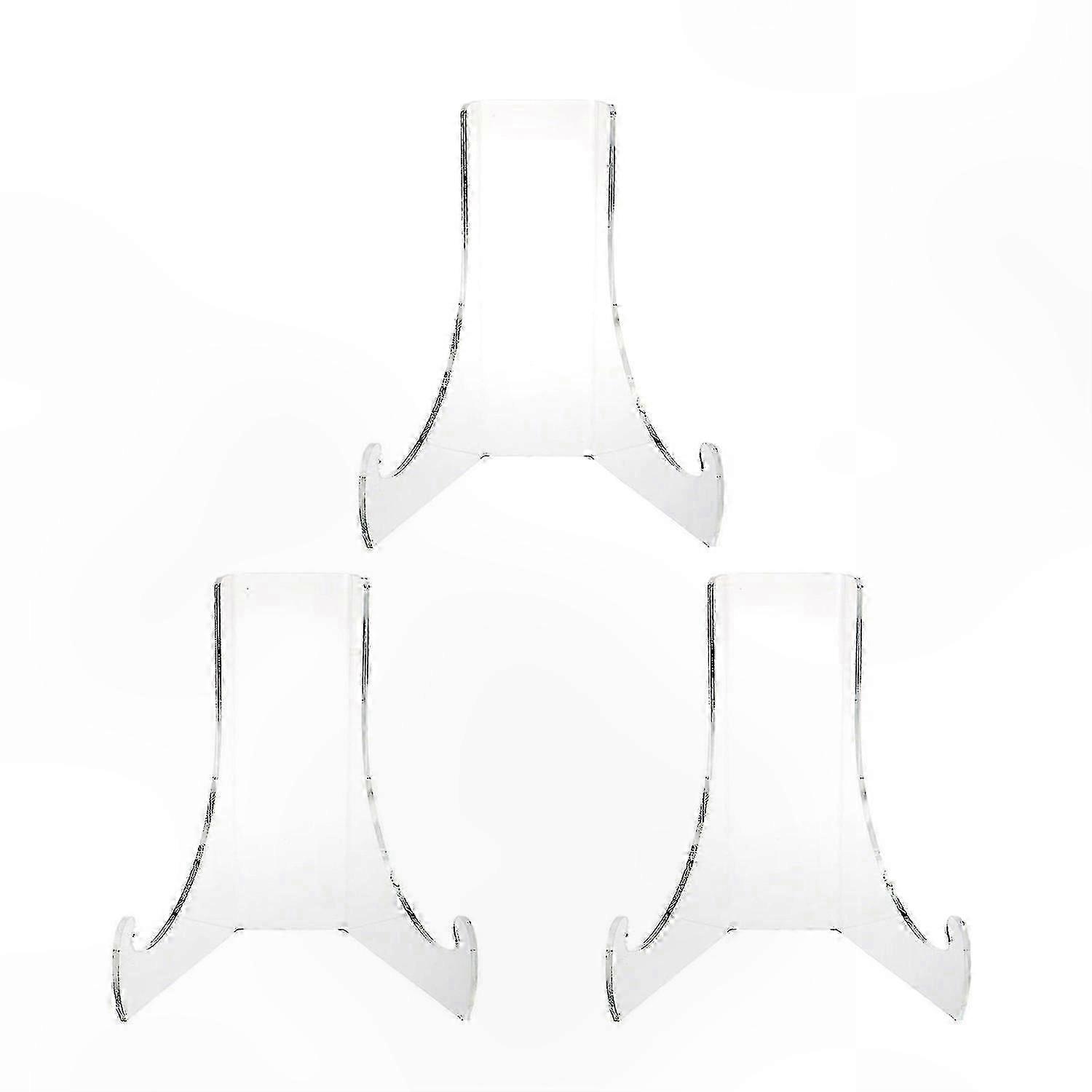 Clear Bowl Display Stands, 3-Pack Plate Easels for Tea and Cake Presentation, Durable and Stable Design