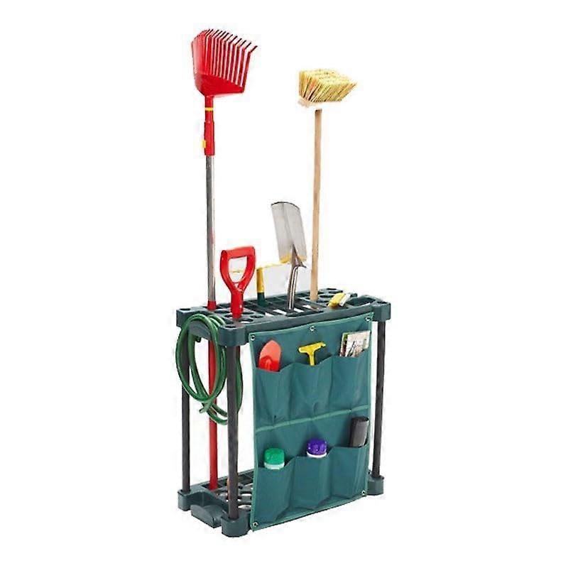 Garden Tool Storage Rack with Hanging Strap and Bag, Green, 58x31x60CM, Multi-functional Garden Organizer