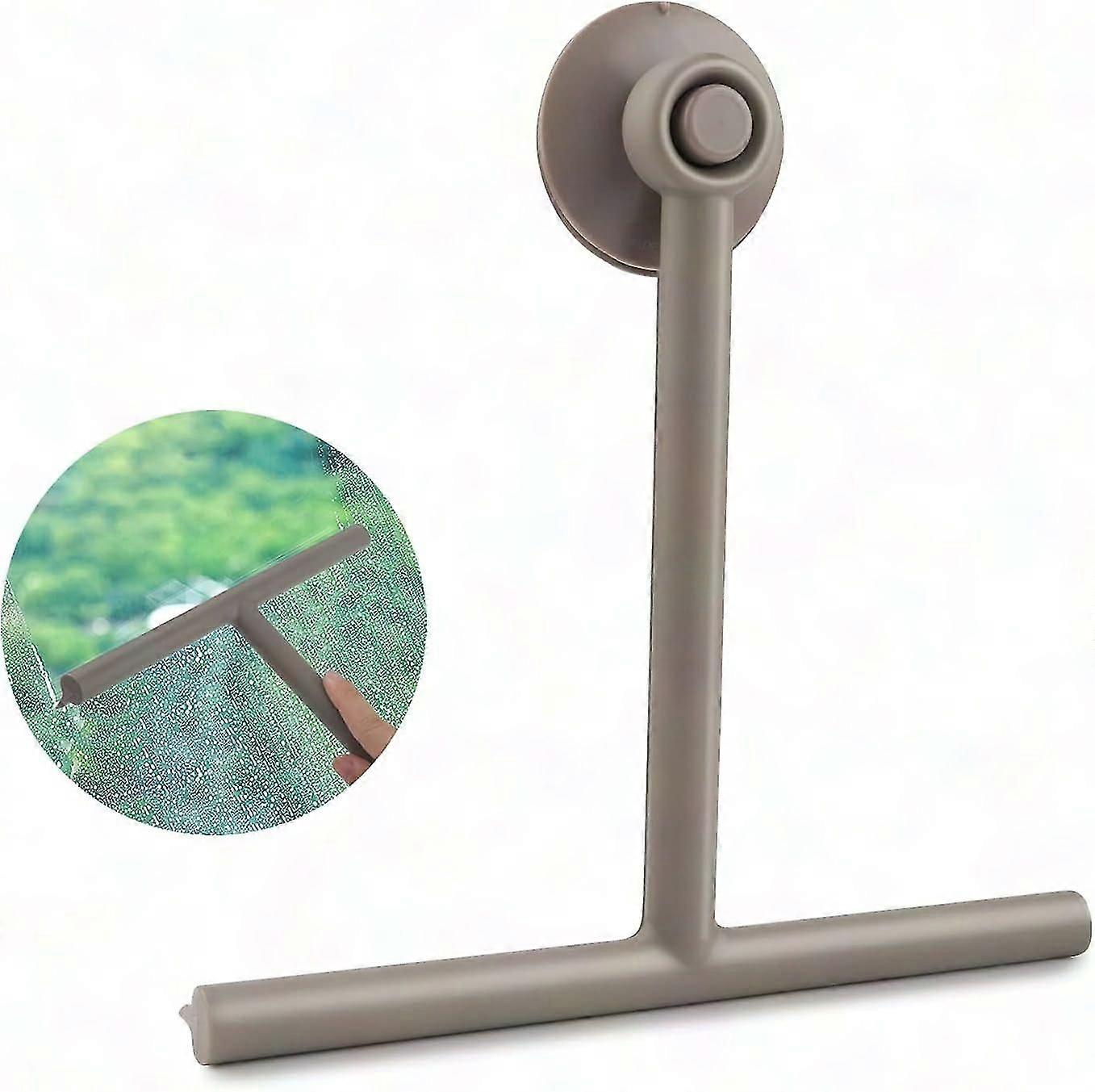 Black Silicone Shower Scraper for Bathroom, Mirror & Window Cleaning - Ceramic Tile Scraper (Brown)