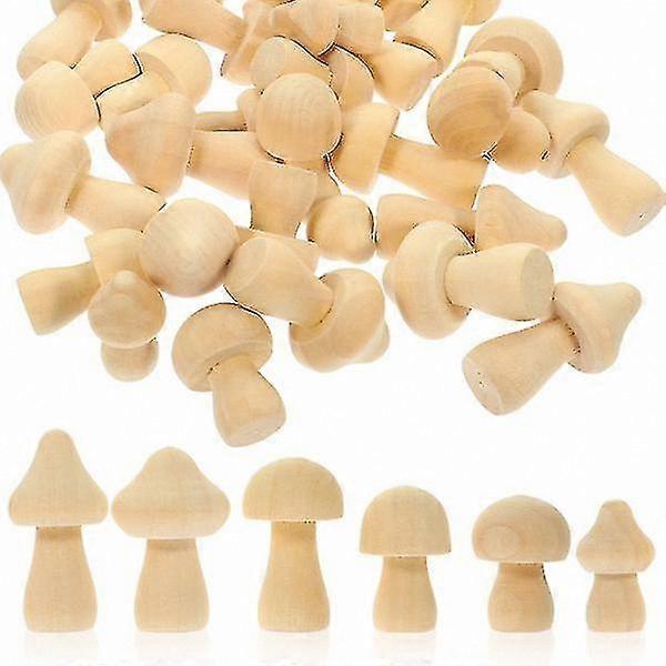 30Pcs Wooden Mushroom Decorations for DIY Crafting and Graffiti Art Projects