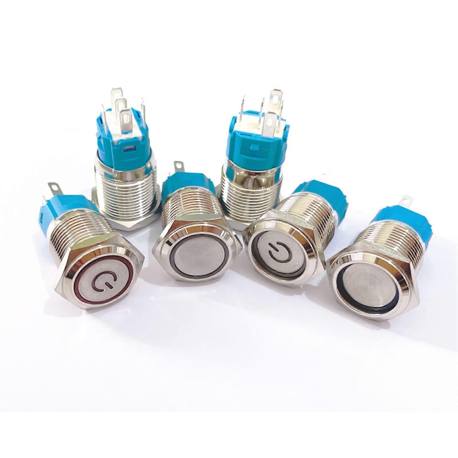 Miniature Switch Button,12/16/19/22mm Push Button Switch LED Light (Color : Green Circle)
