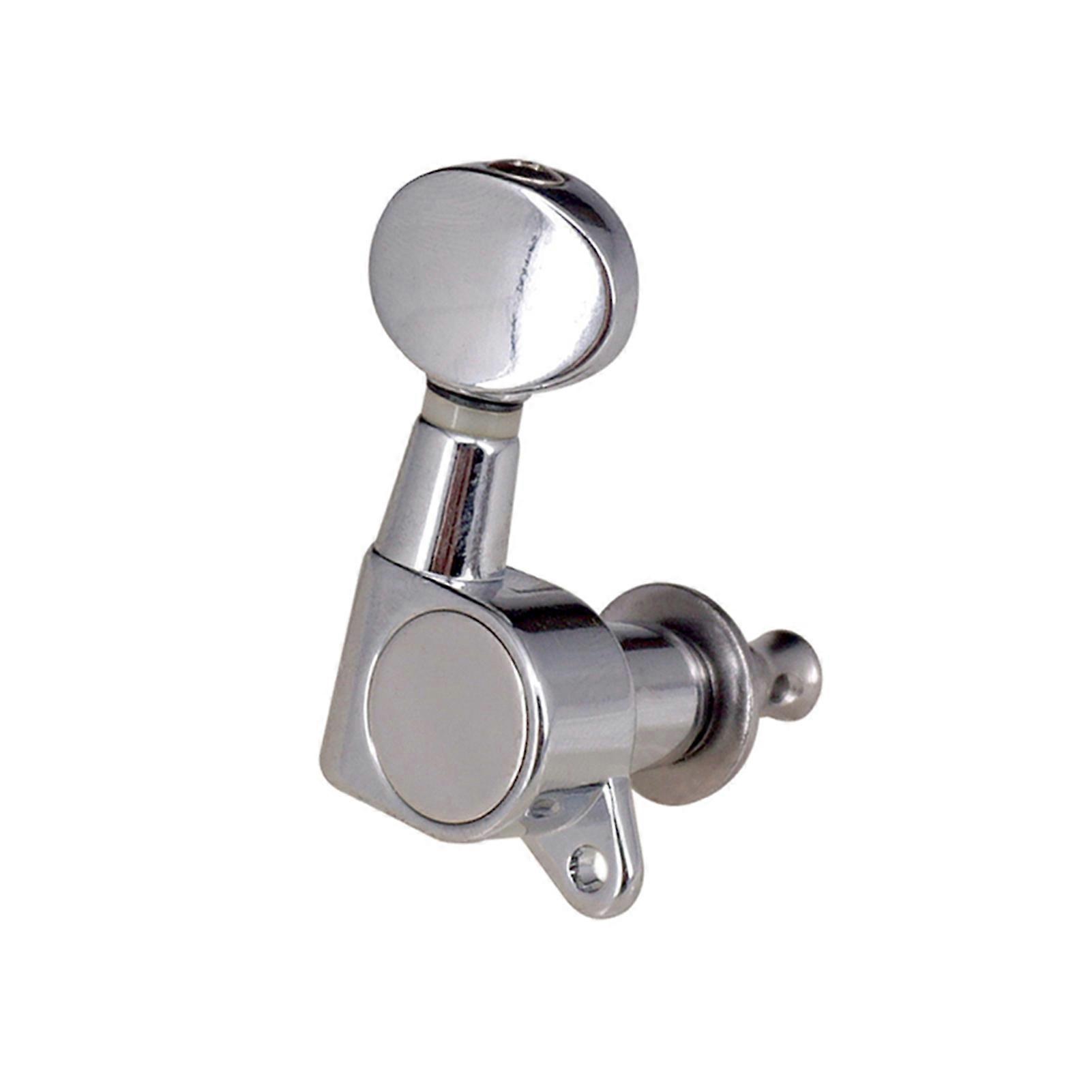 Guitar String Tuning Pegs Tuning Machines Sealed Machine Heads Tuning Keys Oval Button 6 Right for Electric Guitar or Acoustic Guitar Chrome Silver
