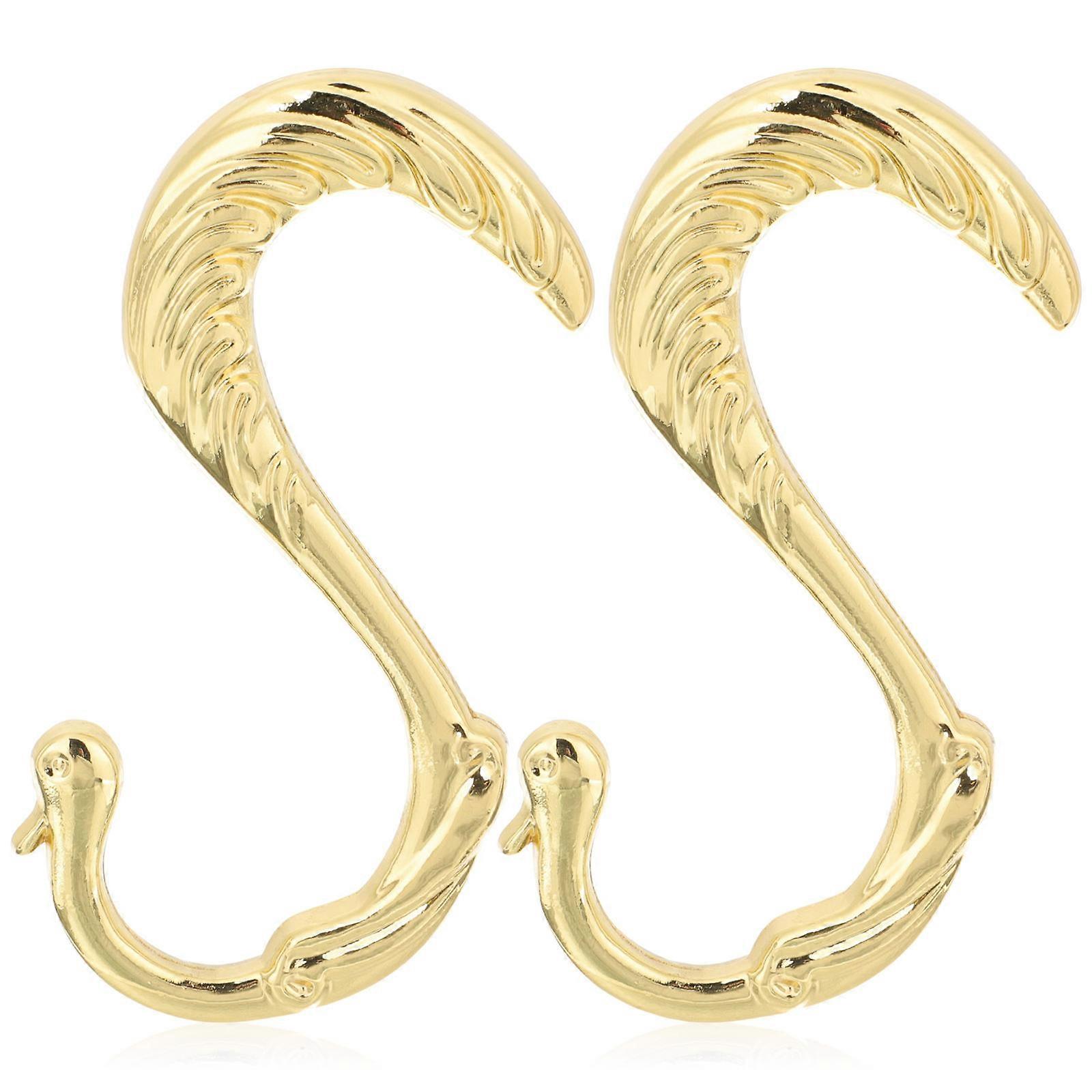 Multifunctional Metal Hanger Connection Hooks for Kitchen Use Golden Iron Space Saving 2Pcs