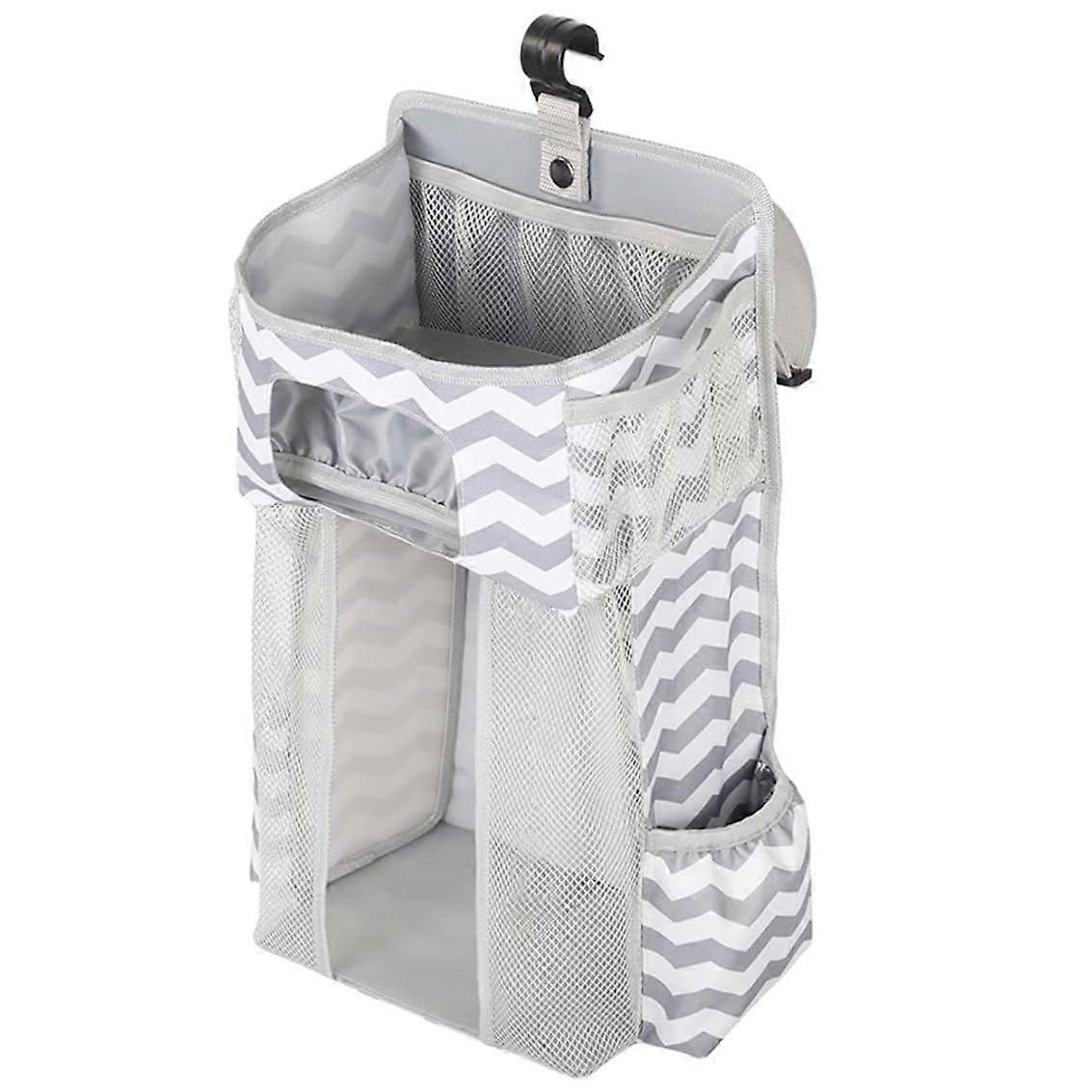 Baby Hanging Nursery Organizer for Crib - Large Capacity Diaper Storage Bag in Striped Design for Infants and Toddlers
