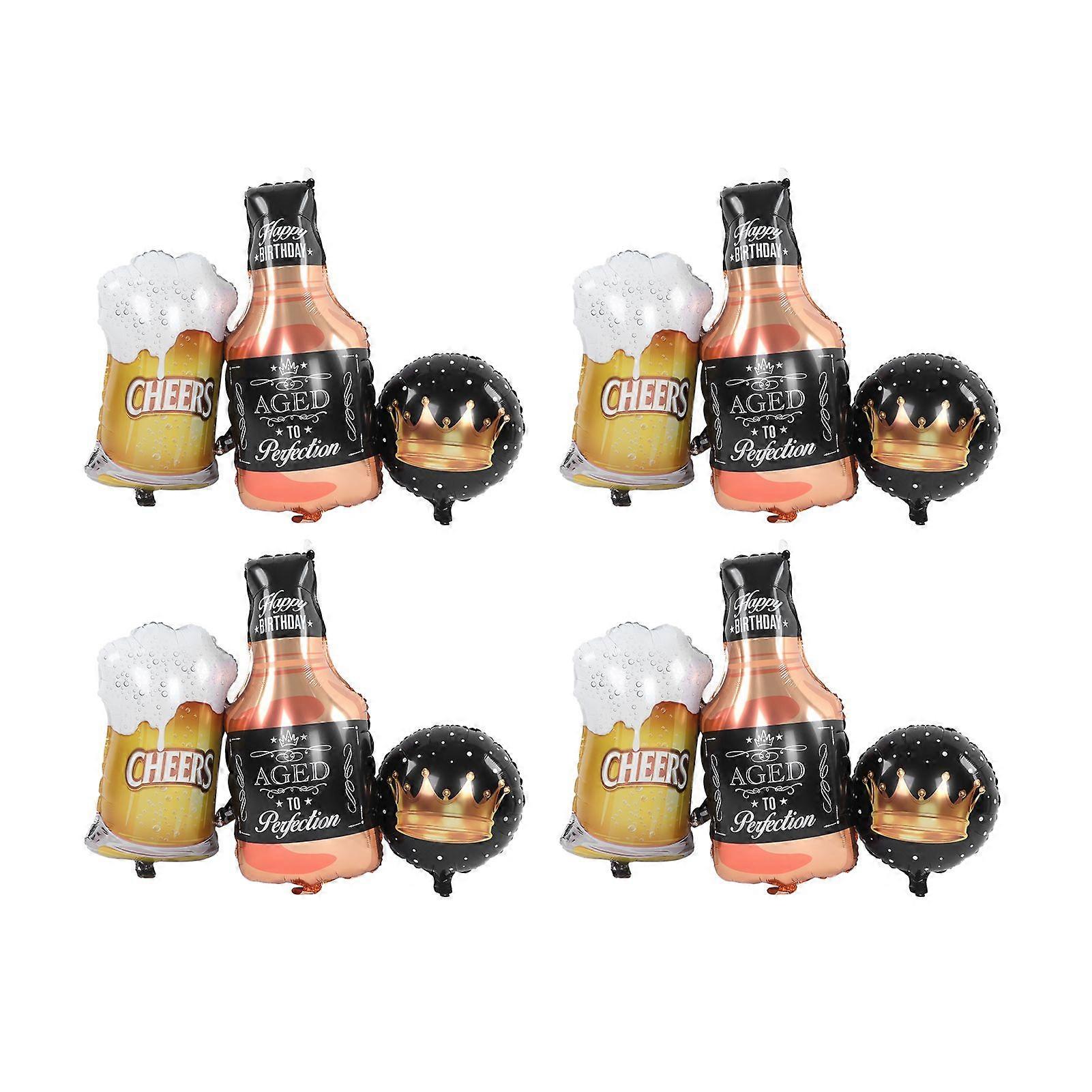 4 Set Party Balloon Beer Mug Whisky Bottle Crown Set Balloons Large Foil Balloon Party Background Decoration