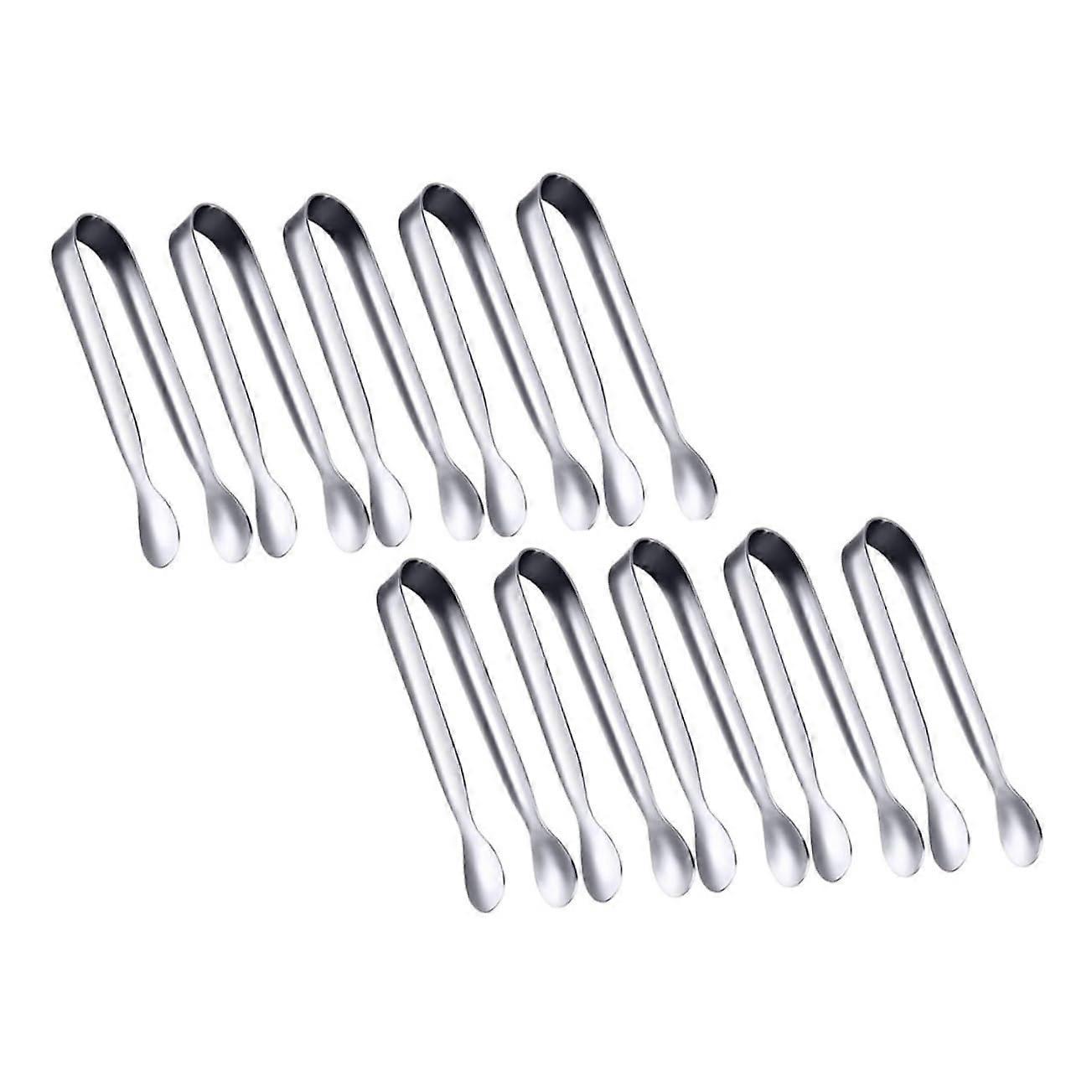 Stainless Steel Sugar Cube Tongs 10Piece Set Ice Cube Clamp Cocktail Barware For Barbecue