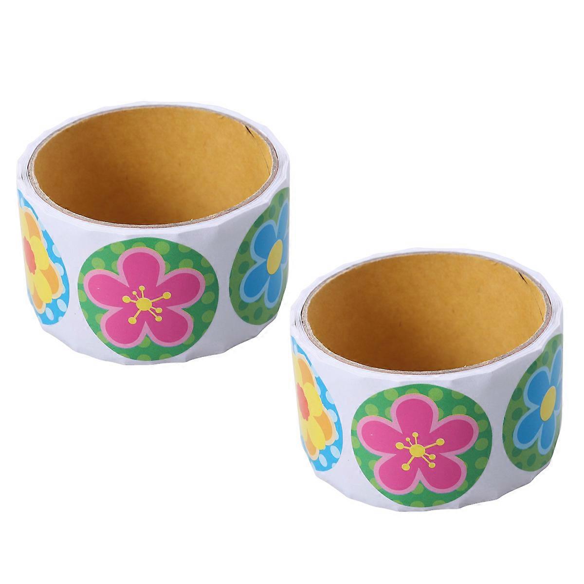 Colorful Flower Stickers for Kids Party DIY Crafts with Strong Adhesive Effect 2 Roll 200 Pcs