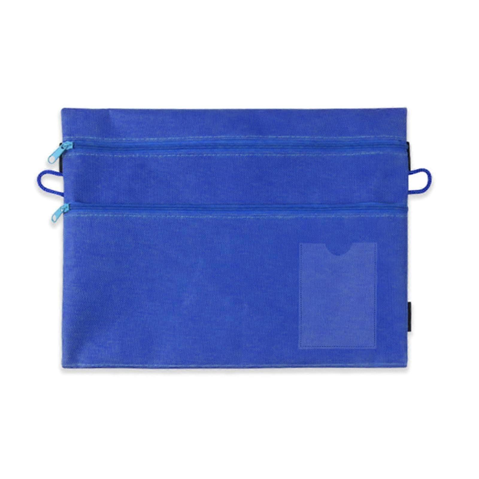 Purple Double Layer Stationery Bag with Elastic Bands for Letter Size File Folders, Multi-functional Pen Organizer
