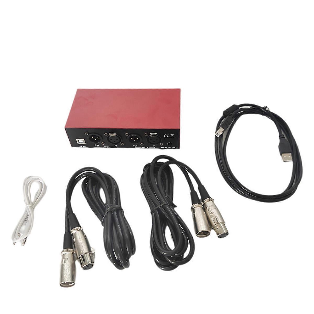 USB Dual Mixed Output Phantom Power Supply 48V for Condenser Microphones Music Recording Equipment with Double XLR Cable