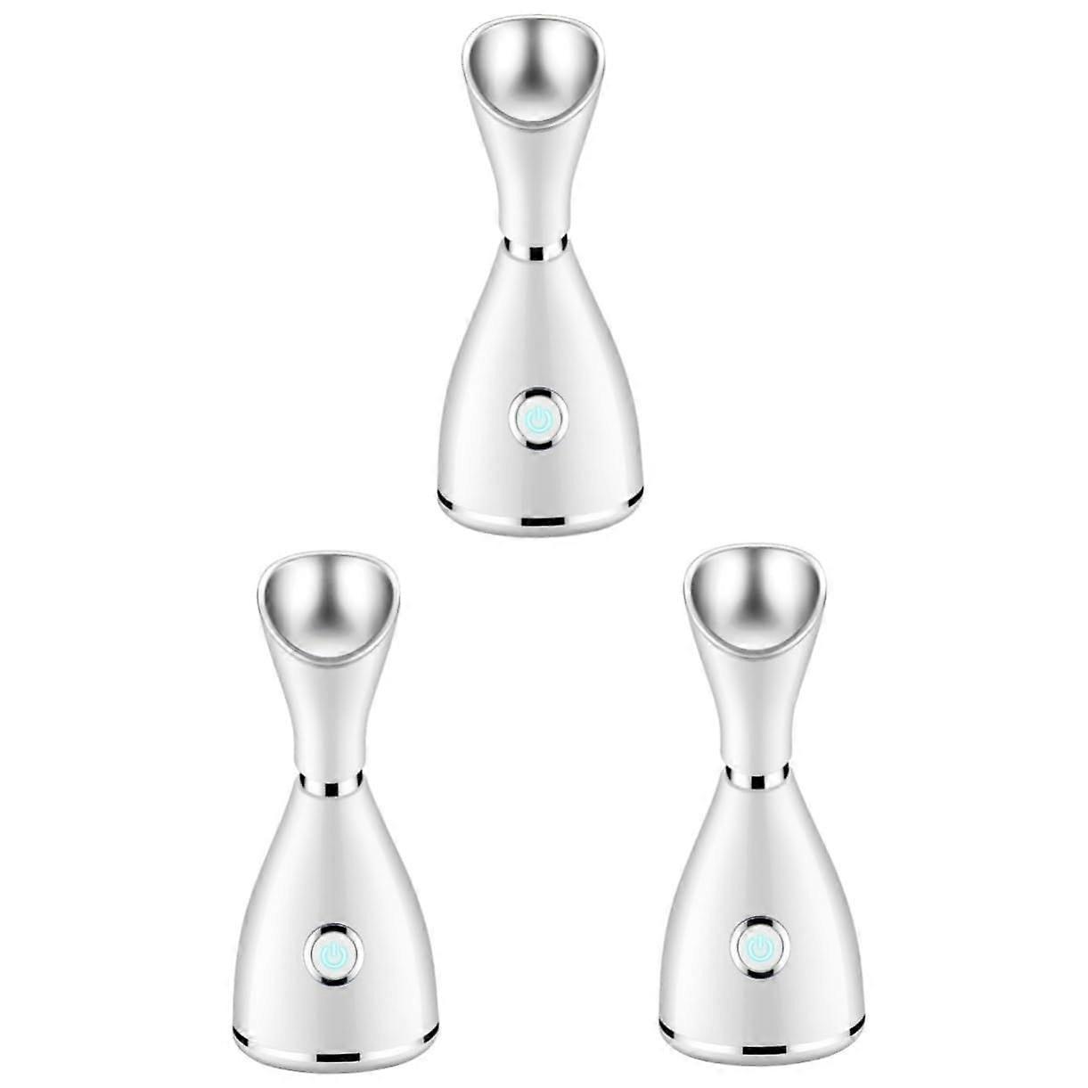 3pcs Nano Cleansing Instrument Household Steaming Face Instrument Beauty Steaming Face Instrument Sprayer Cosmetic, Medium , White