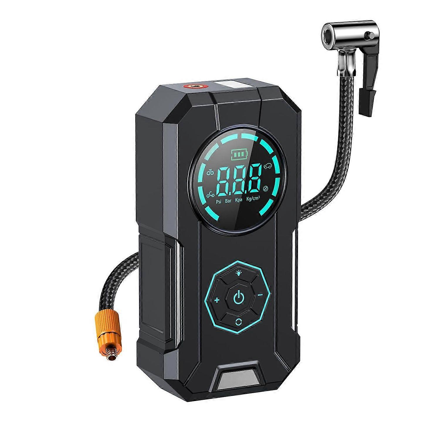 Tire Inflator Portable Air Compressor with Memory Function, 150 PSI Fast Tire Pump with LED Light & 12V DC Cord for Car, Motorcycle, Ball, Electric Bi