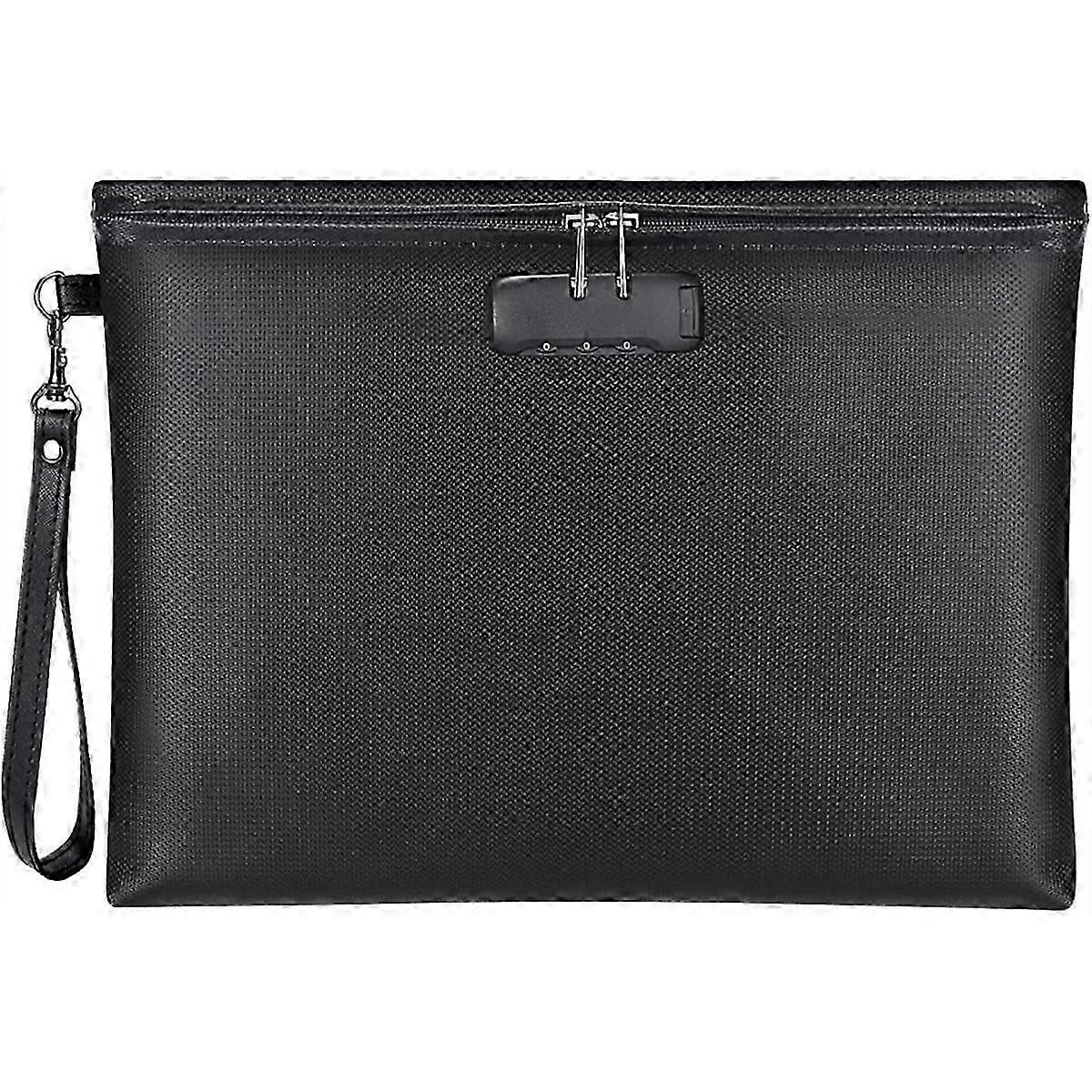 Fireproof Document Bag with Lock and Zipper Closure for A4-Size Documents Storage Pouch