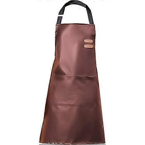 Waterproof PU Apron with Large Adjustable Pocket Oil Resistant Apron for Kitchen