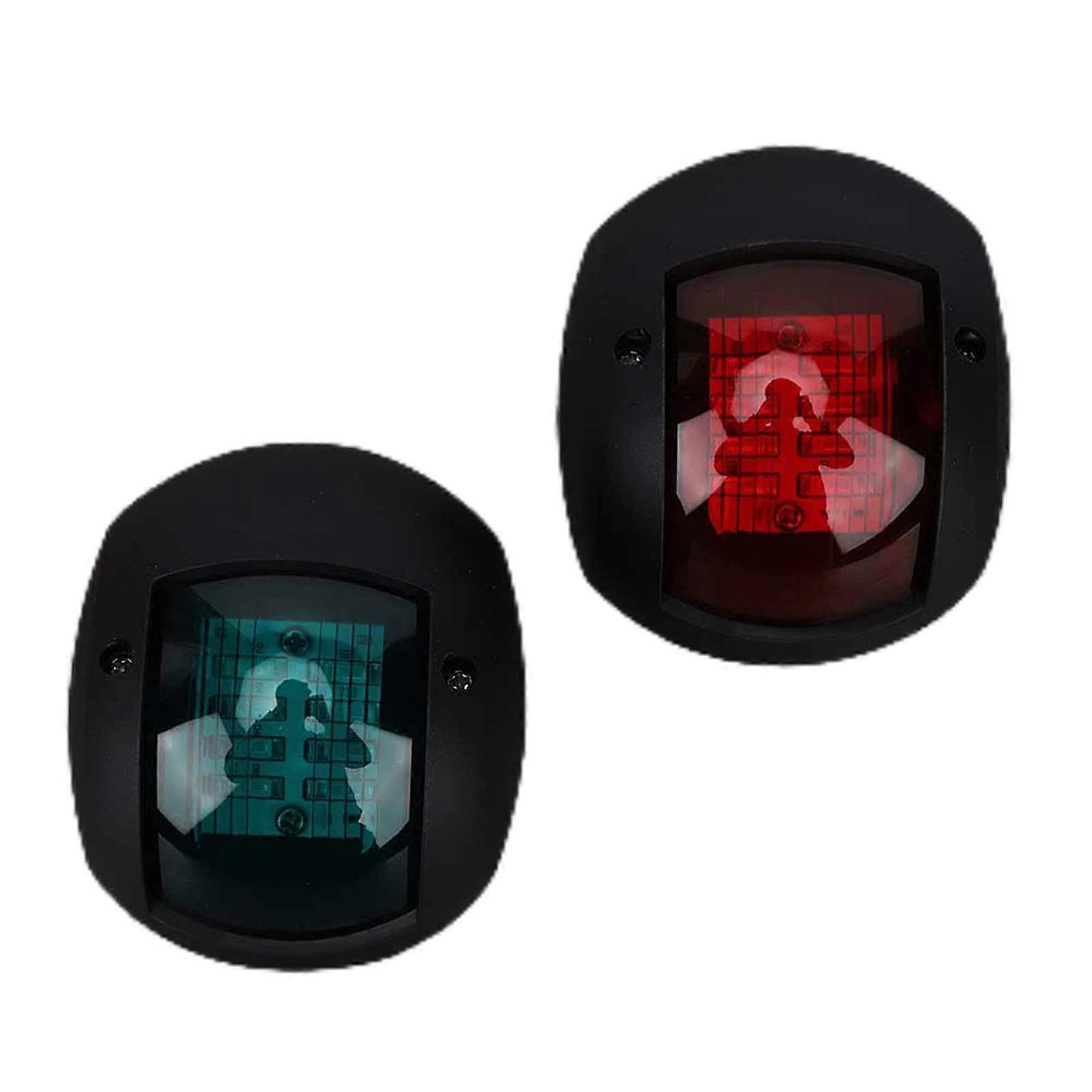 LED Boat Navigation Light Pair-Red And Green Lamp DC12V-24V, IP66, Black Housing, Wide Irradiation Range, For Most Boats