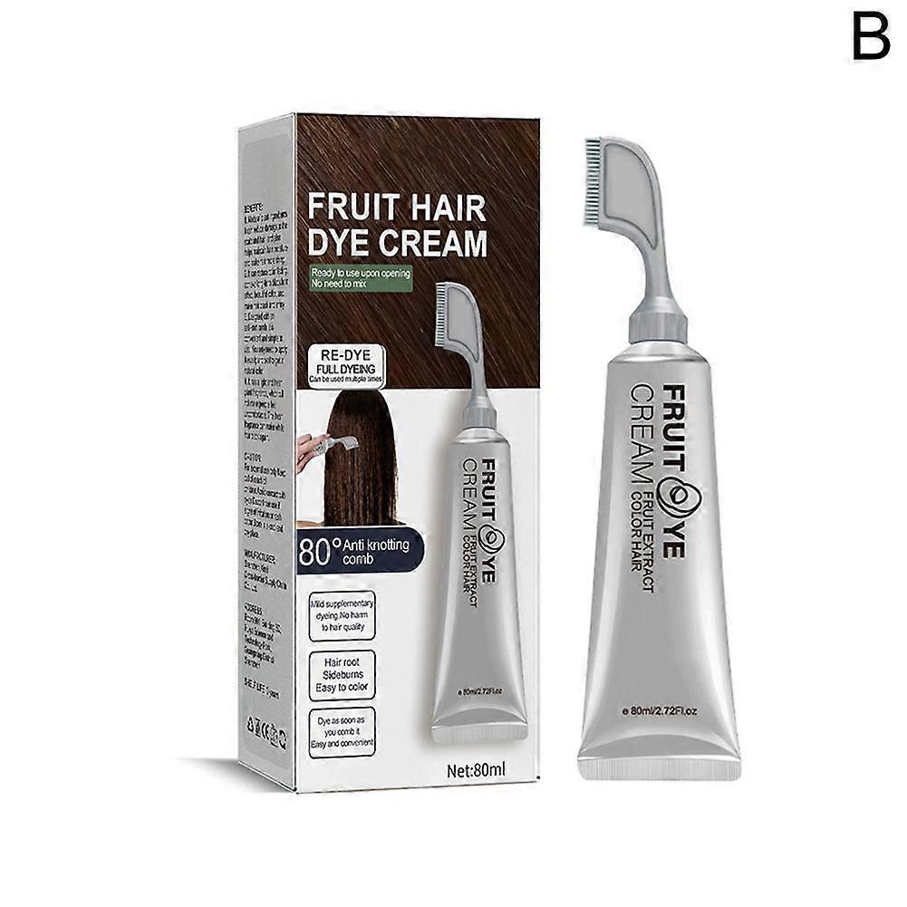 Black Fruit Hair Dye Cream 80ml Ammonia-Free Natural Plant-Based Formula For Gray Coverage And Vibrant Color Lasts Up To 3 Years Easy Application