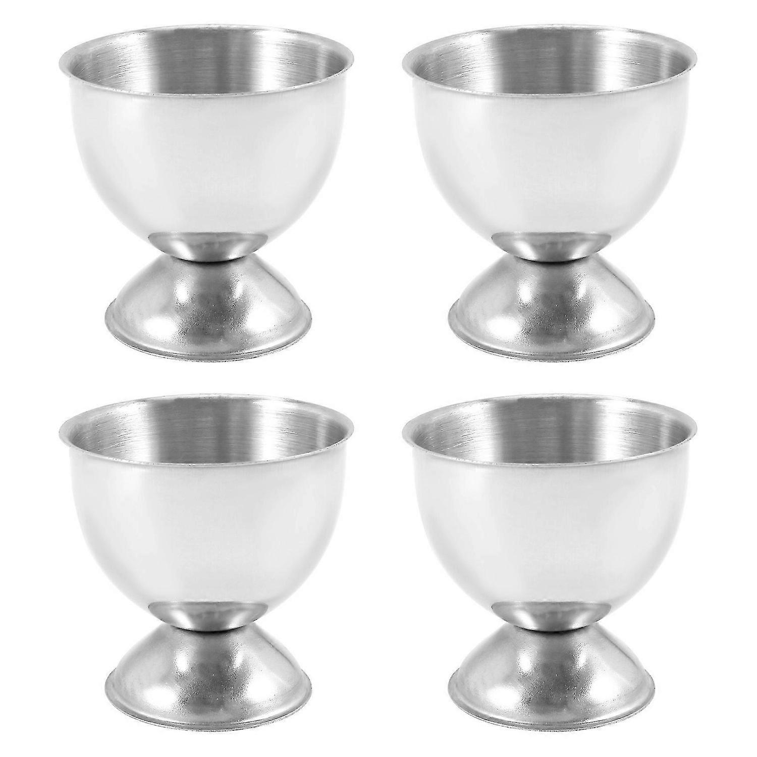 Egg Cups Set Stainless Steel Soft Tray Tool Holders Kitchen, Silver
