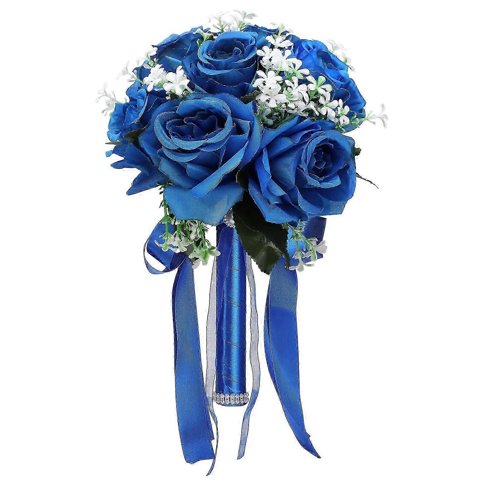 Artificial Rose Peony Flowers Silk Bouquet For Wedding Bride Bridesmaids White