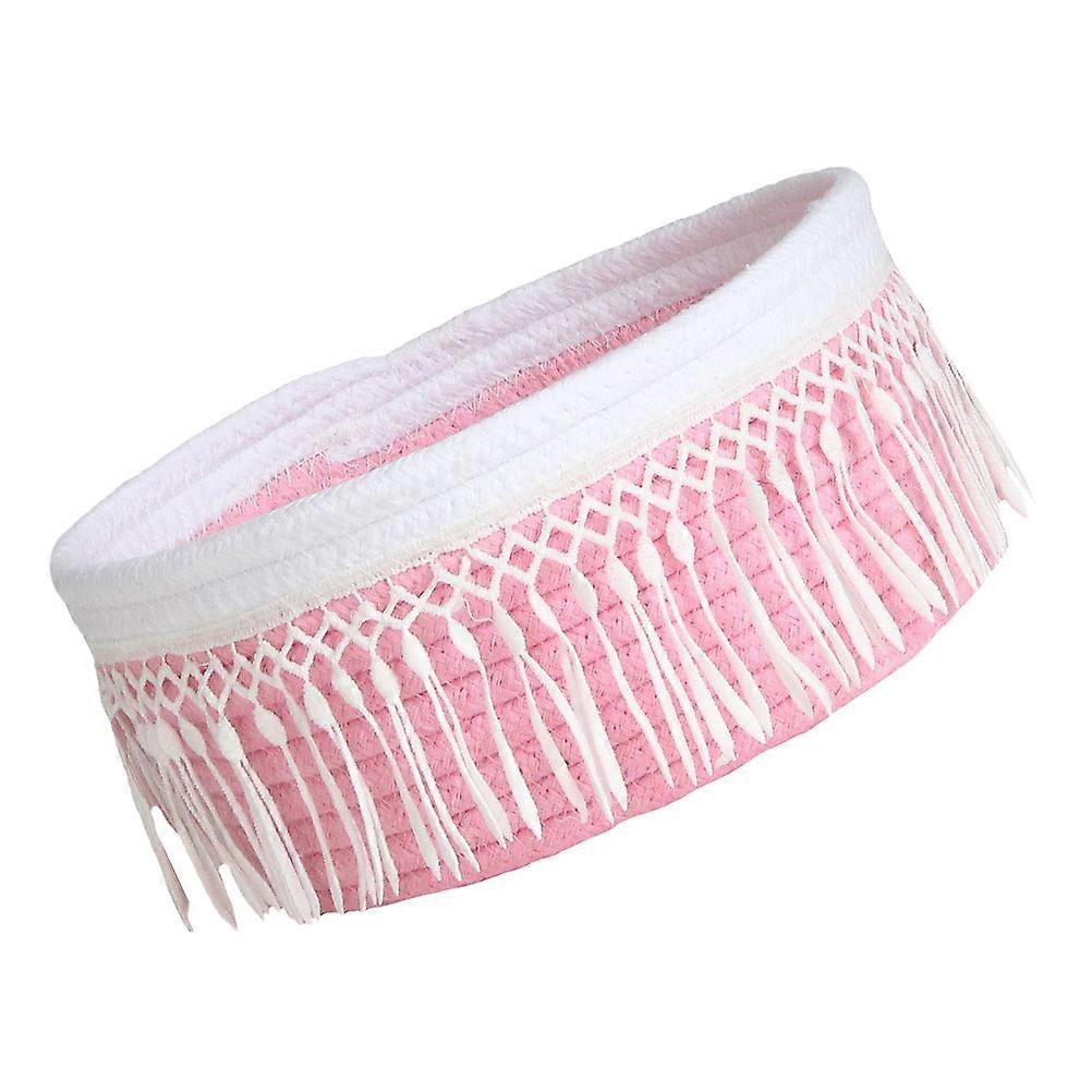 Tassels Decorative Storage Bins Perfect For Sundries Organization At Home 20.5X20.5X9.5Cm Cloth Material Nordic Style 1Set