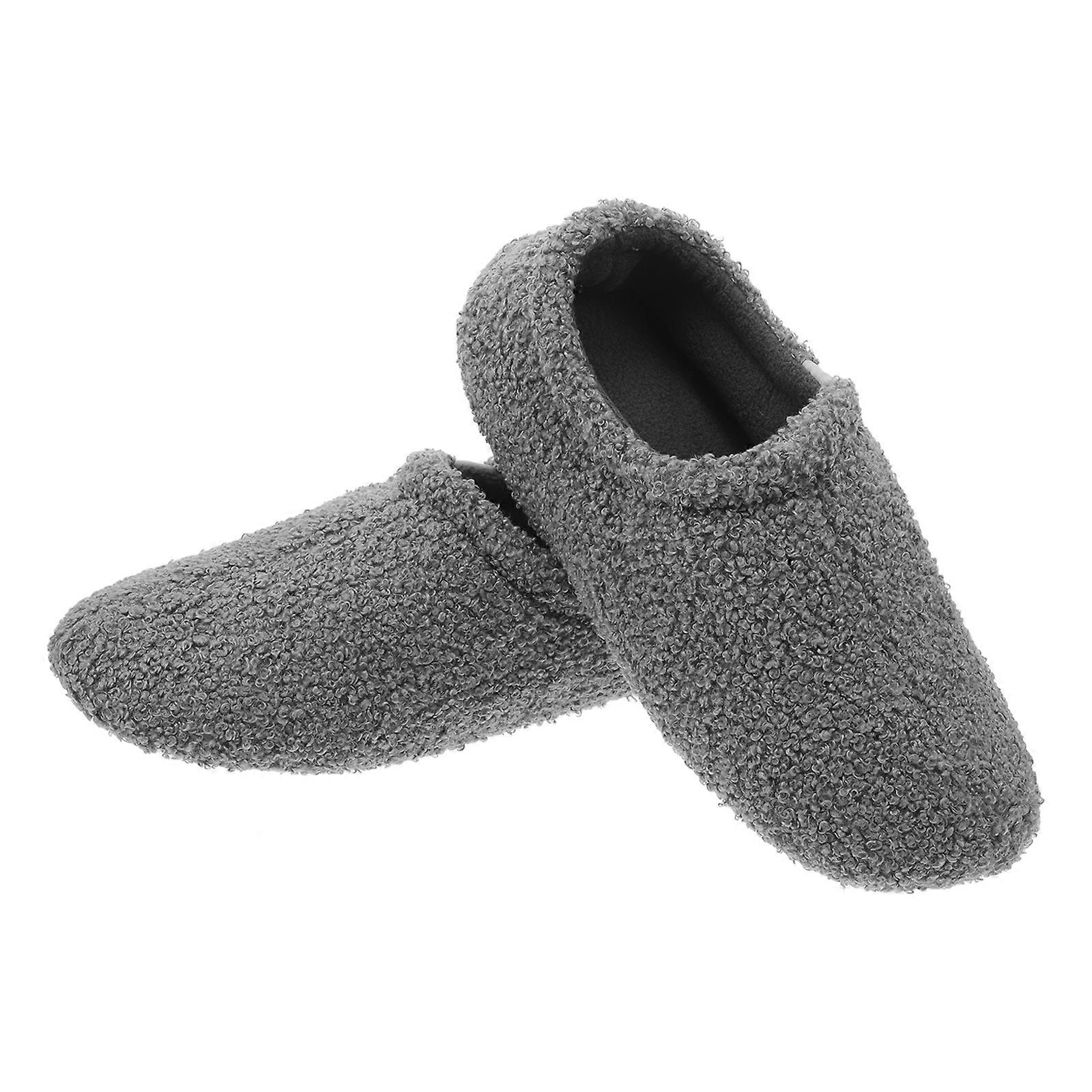 Warm Slide Shoes Plush Cozy Shoes for Men with Memory Foam 4Pairs Grey Indoor