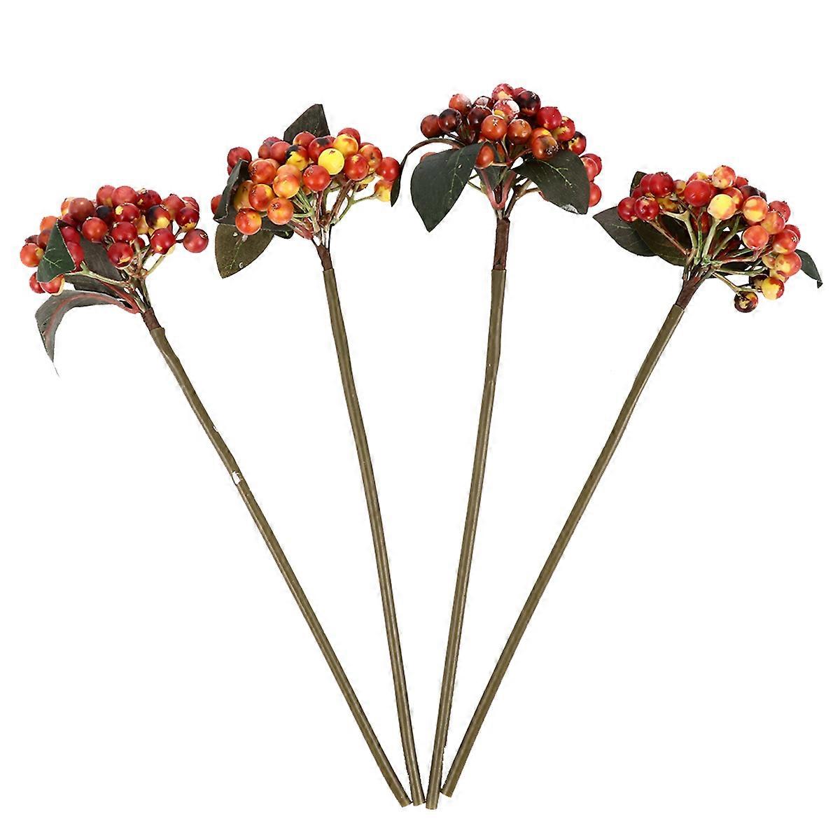 Vivid Berry Branches Simulated Berry Branches for Adornment 4Pcs