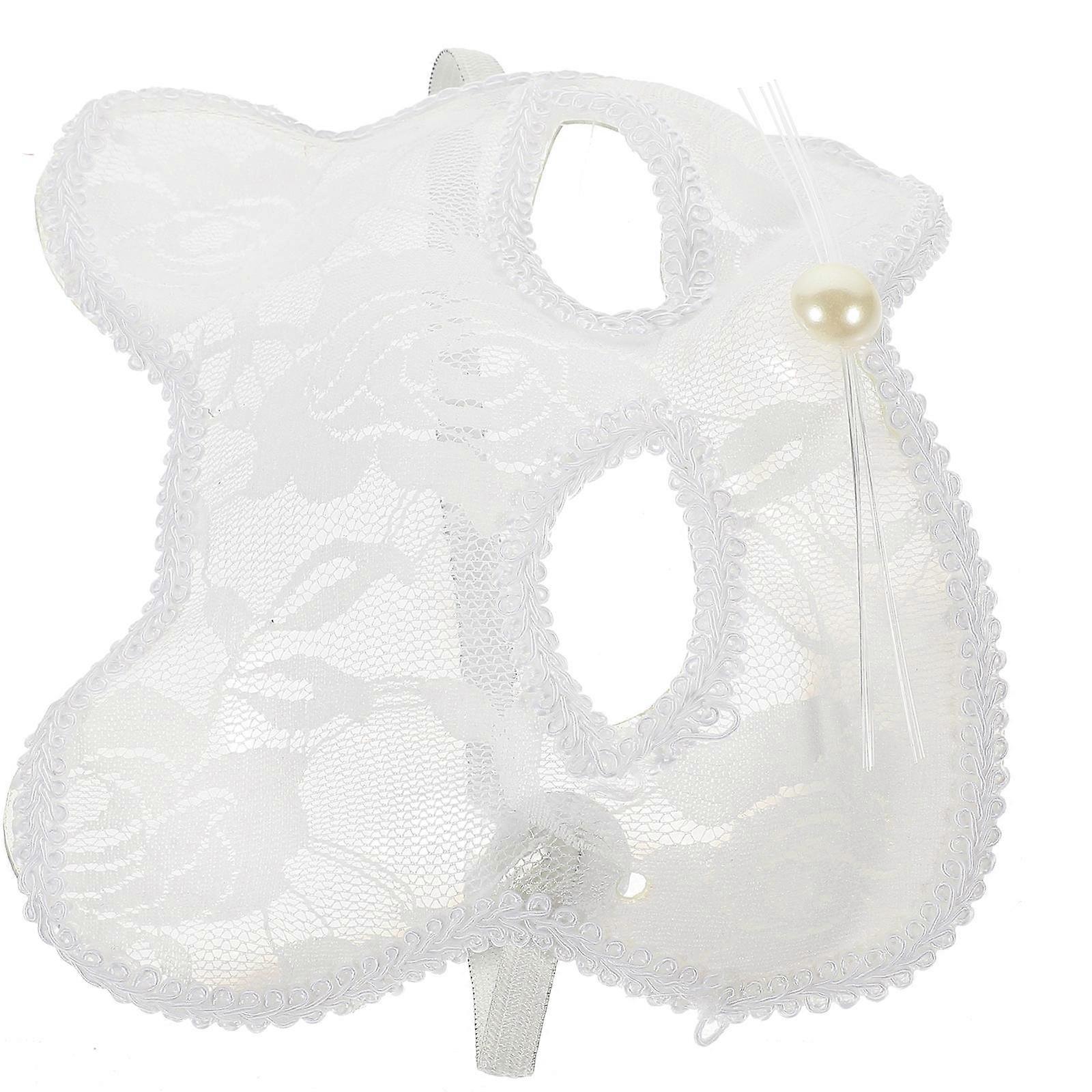 White Cat Masquerade Mask for Halloween Half 2Pcs