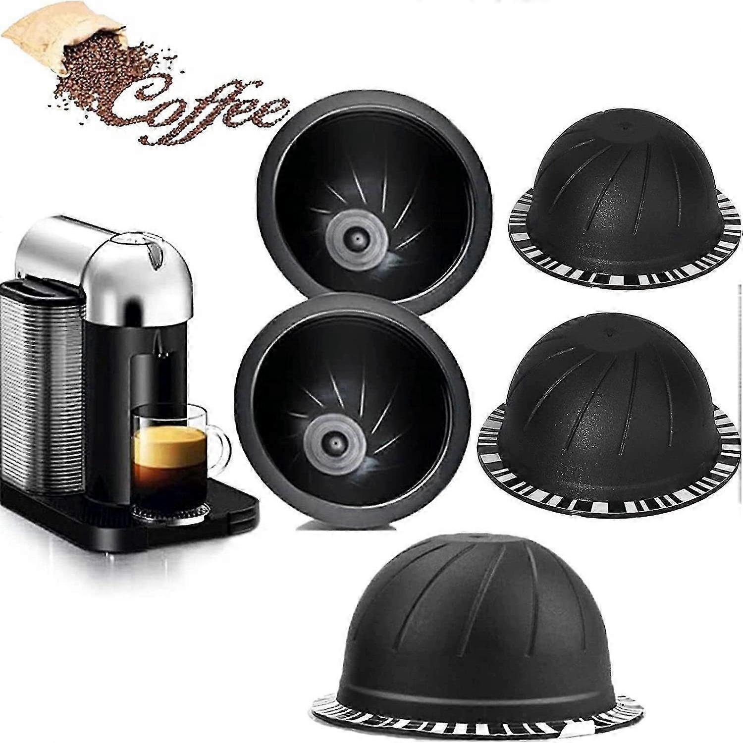 5pcs Reusable Vertuo Pods Refillable Coffee Capsules (Brown 150ml, 5)