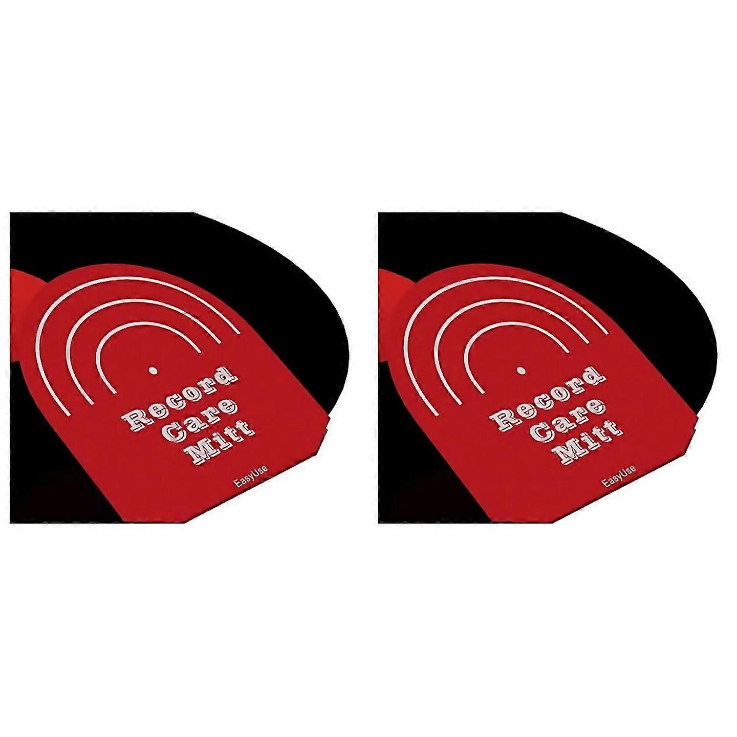 For 2pcs Record Cleaner Handler Mitt Vinyl Record Clip Disc Black Red