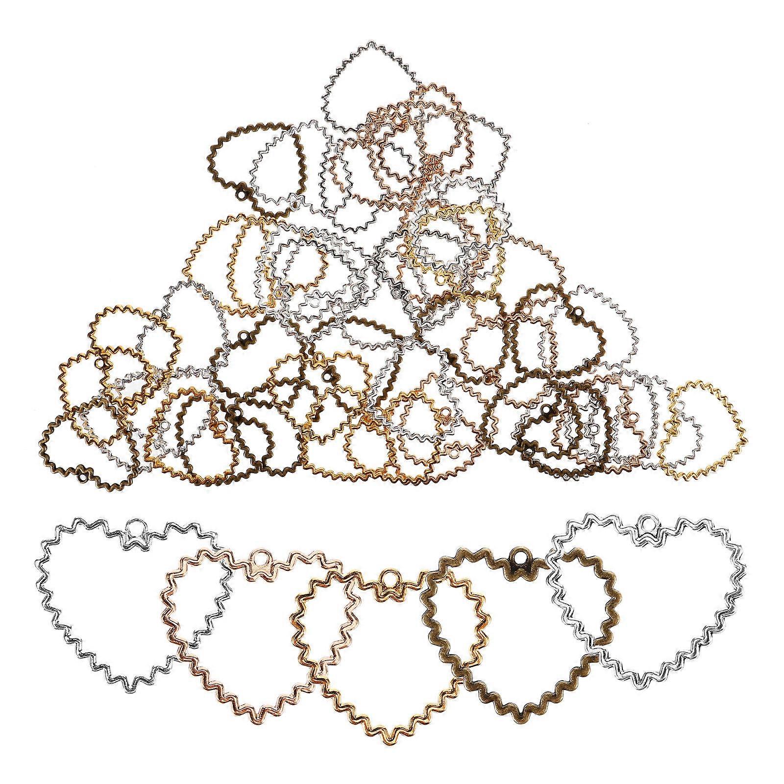 Valentine's Day Heart Pendant Charms For Jewelry Making Small Alloy Open Design Pendants 50Pcs