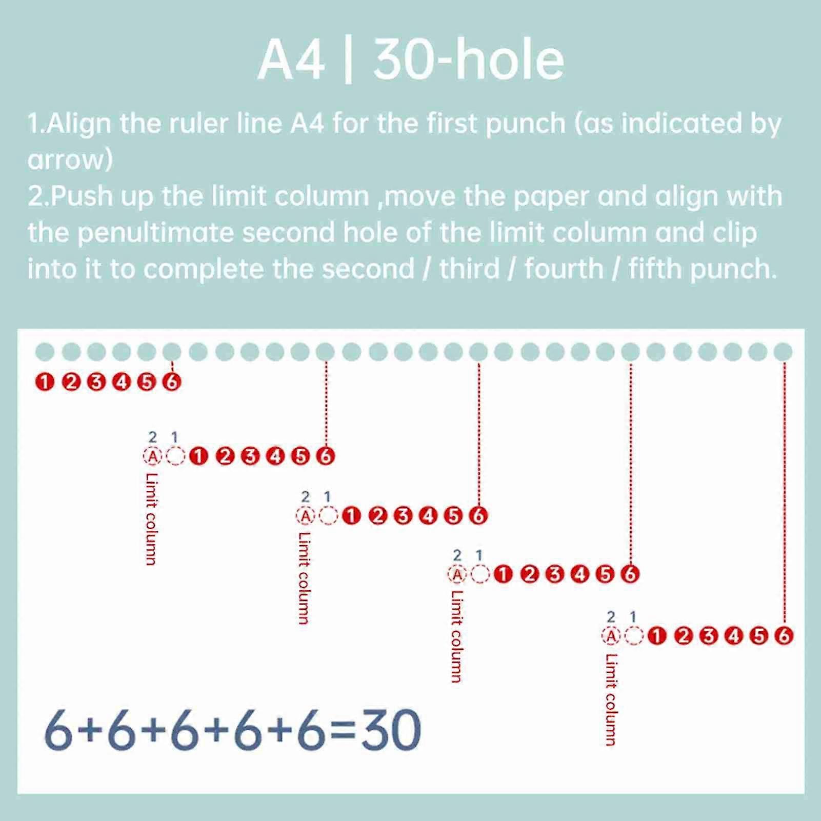 Paper Punch 6 Hole 3 Sheets Capacity Loose Leaf Punch 5.5mm Hole Diameter Mini Portable Paper Puncher for A4 B5 A5