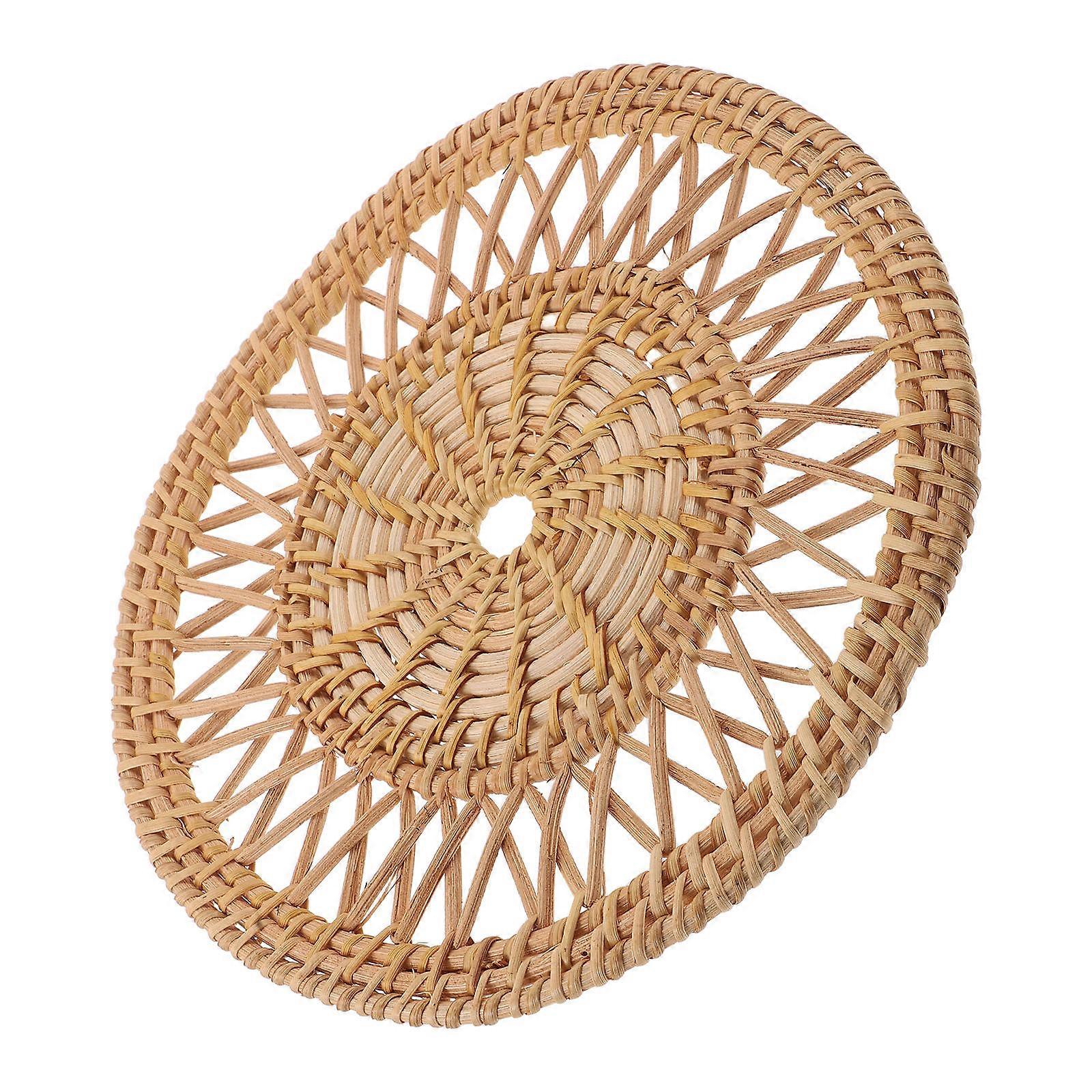 Light Brown Rattan Coasters for Drink Protection Round Set of 5Pcs