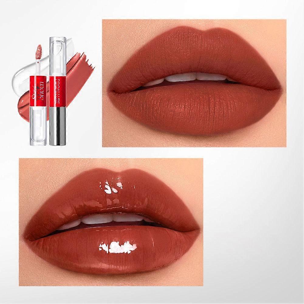 Double Ended Lip Gloss & Matte Lip Glaze 2-in-1 Long Lasting Non-Sticky Lip Makeup Set