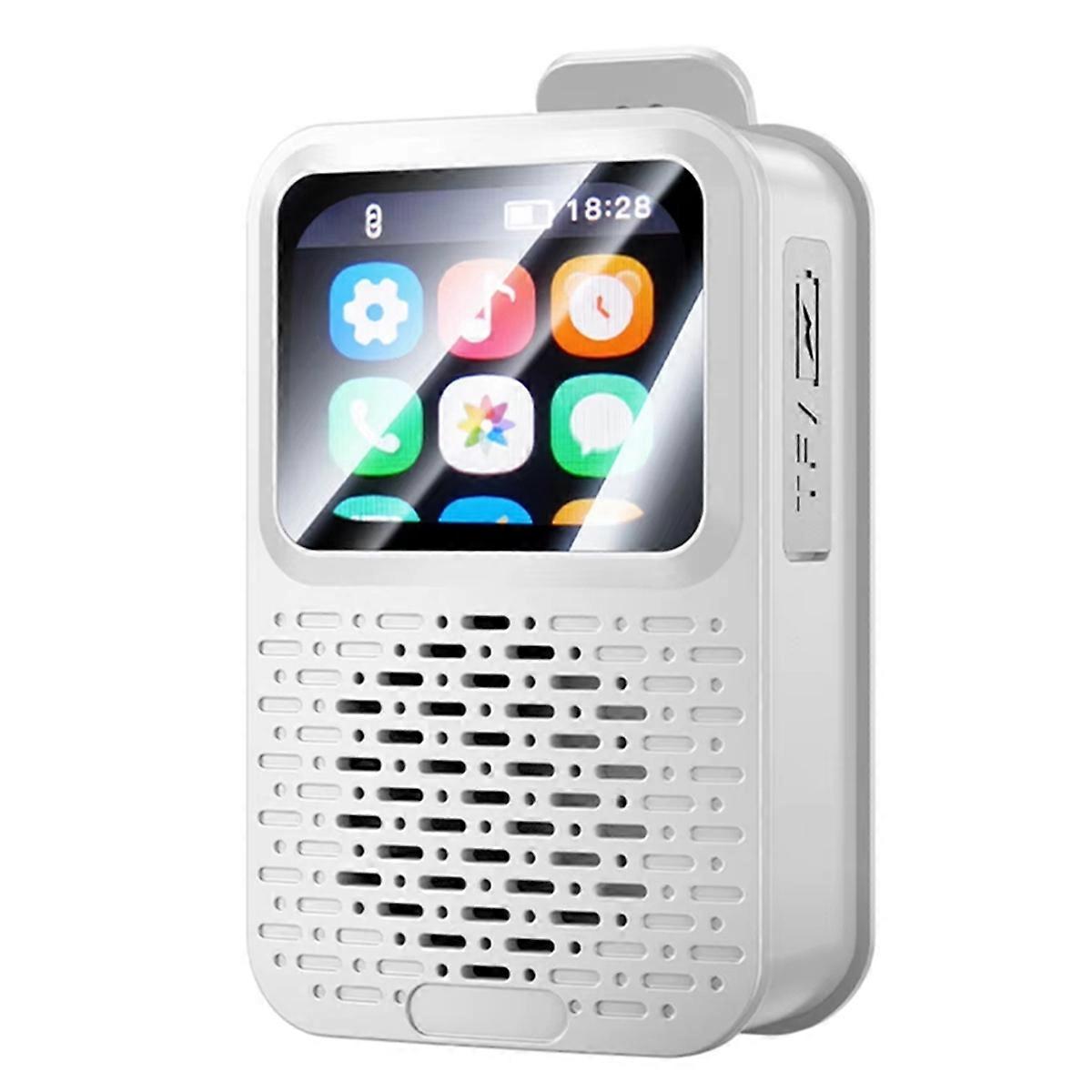 Wearable Smart Speaker IPX5 Waterproof Smart Screen Powerful Subwoofer Touch Screen Alarm Clock Wire