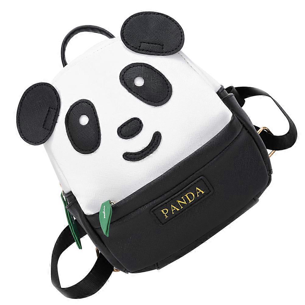 Fashionable Black Rucksack For Kids Featuring A Cartoon Panda Design With Breathable And Portable Functionality Sized 21X17X8.5CM 2Pcs