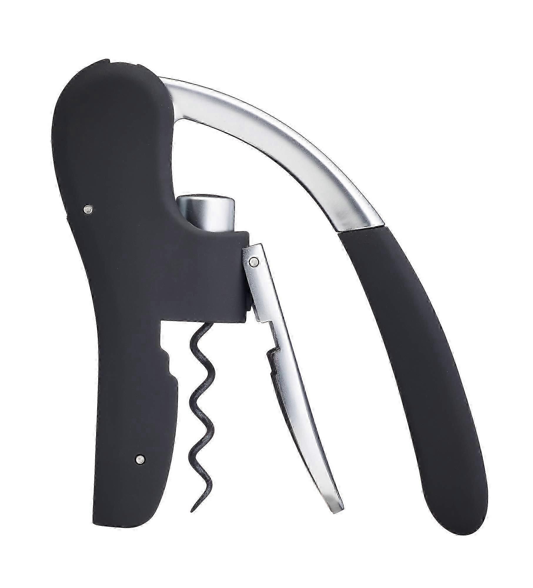 Deluxe Corkscrew, Wine Bottle Opener with Built-in Foil Cutter, Black & Chrome