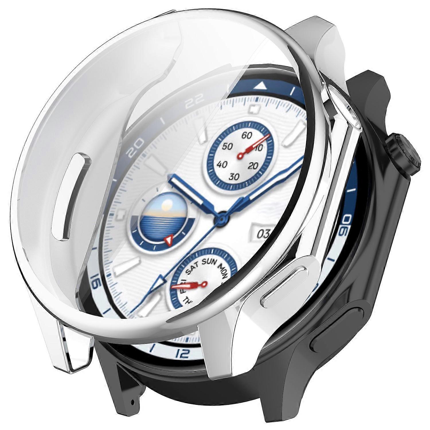 For Oppo Watch X OnePlus Watch 2 Case Full Coverage Electroplating TPU Watch Cover - Silver