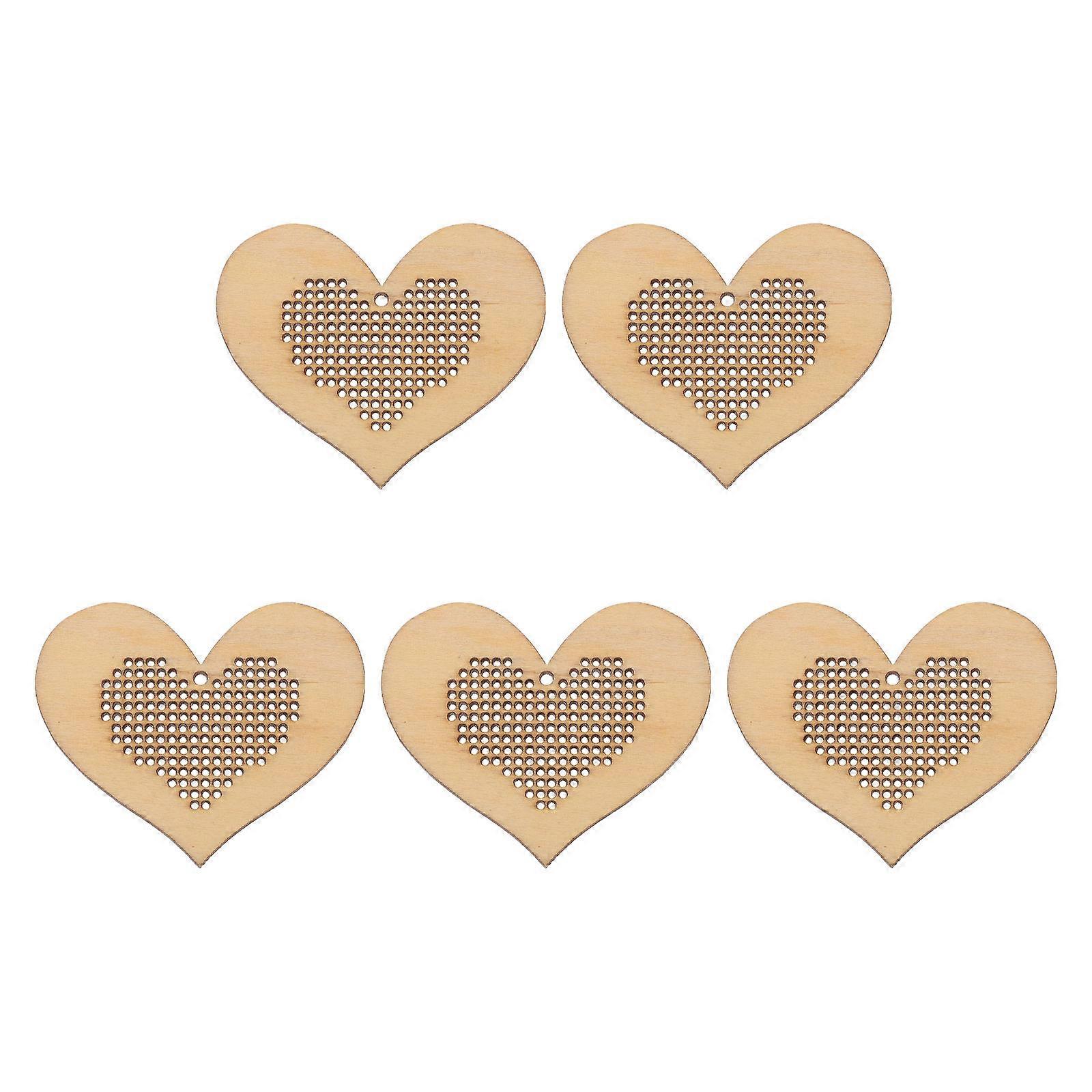 Durable Wood Cross Stitch Chips Sculpture Creative Modeling For Drawing Board Crafters 5Pcs