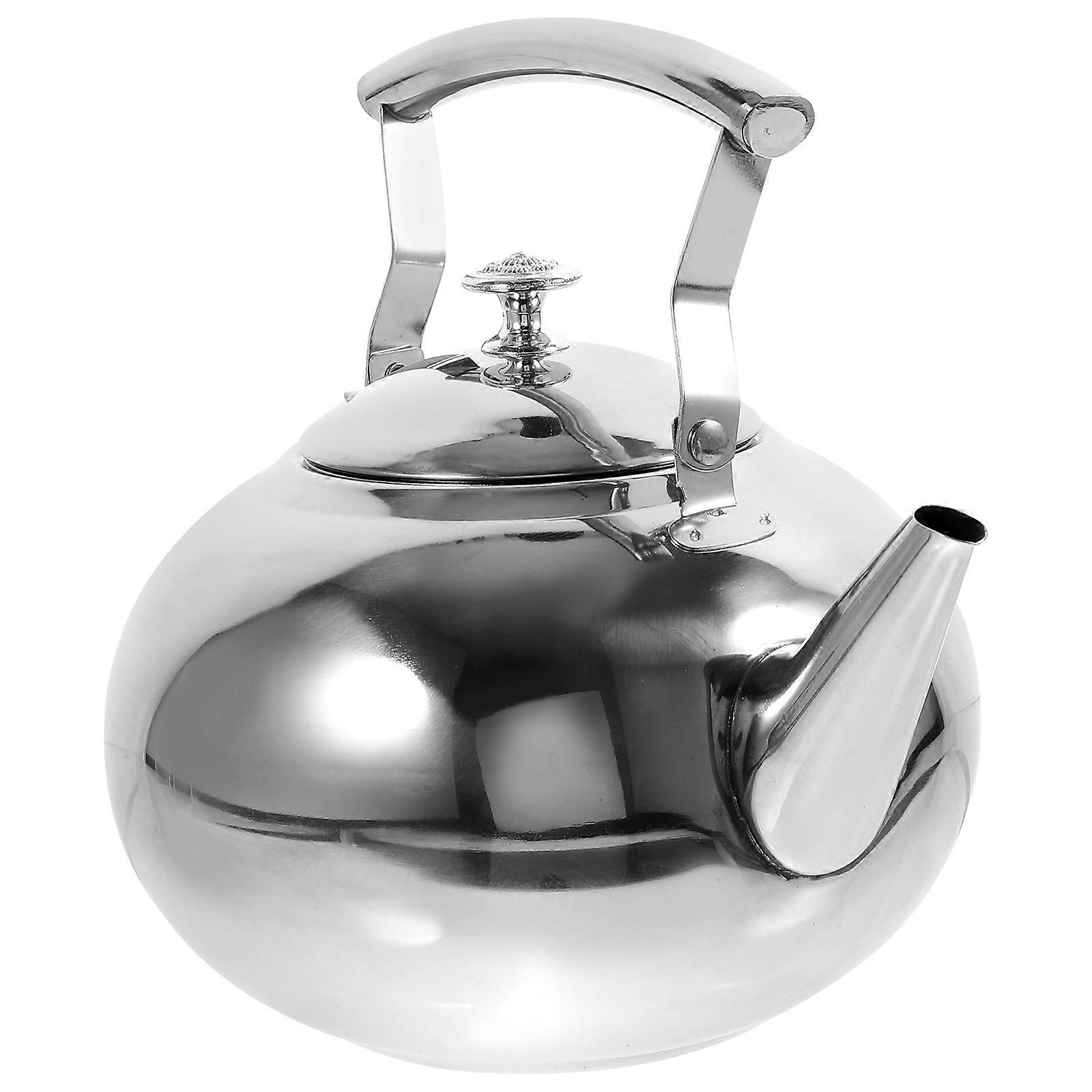 Silver Stainless Steel Tea Kettle for Home Use with Strainer 2Pcs
