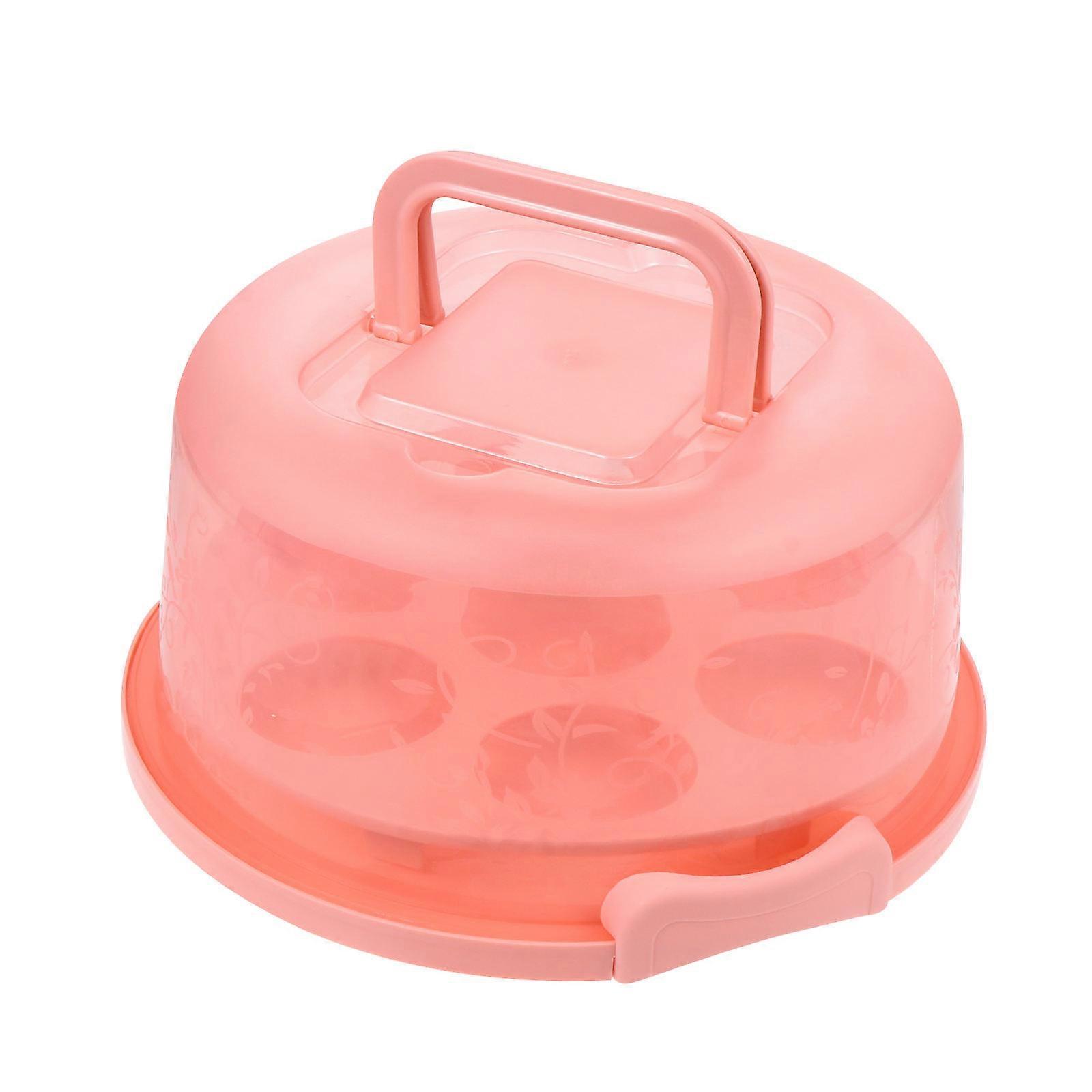 Portable Cake Box Set For Birthday Celebration Rectangular Shape Pink Color 1Set