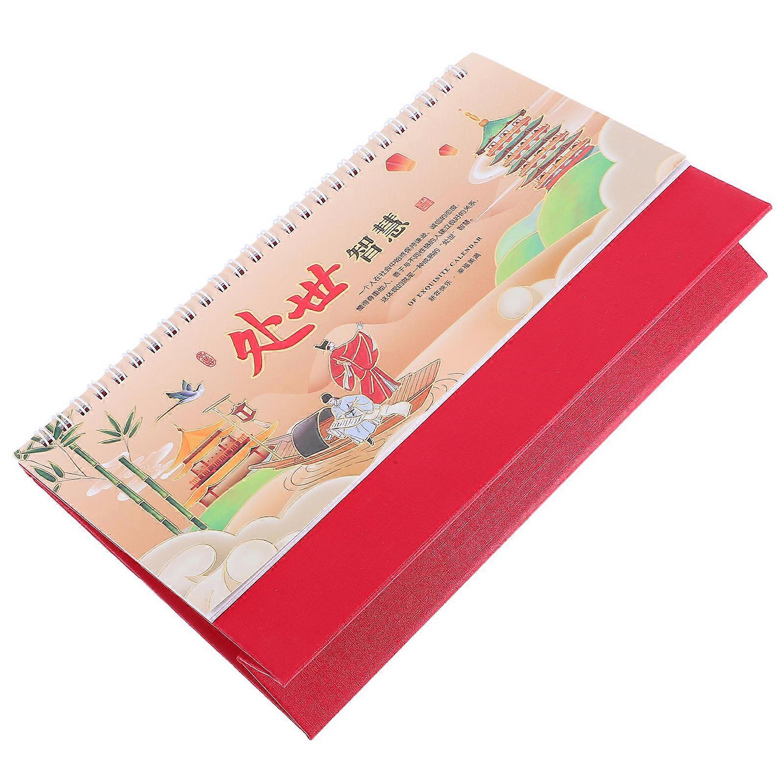 Chinese Desk Calendar Year of The Horse for Daily Planning 5Pcs Flip Style