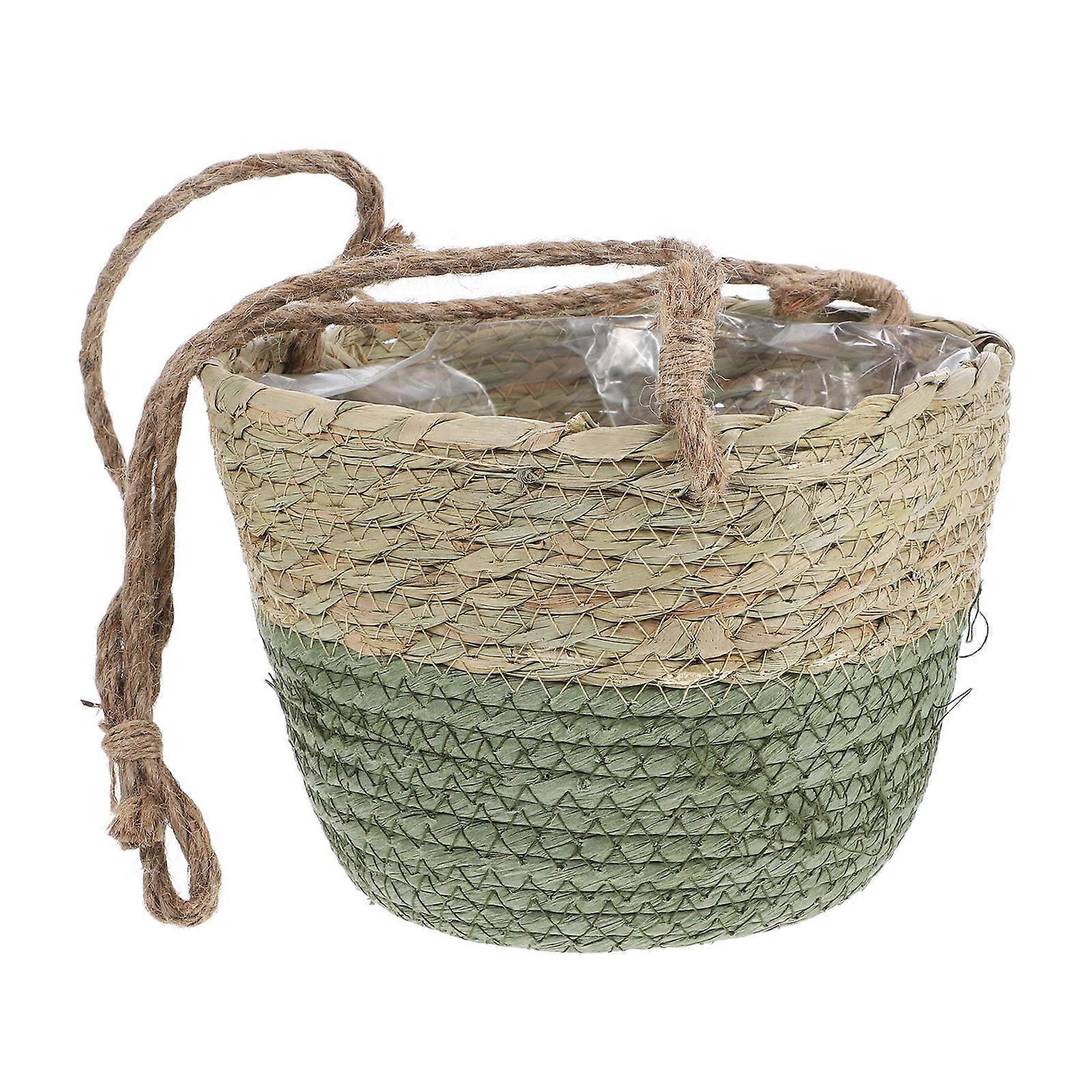 Rectangular Hanging Basket 2Pcs Woven For Plants Perfect For Indoor And Outdoor Decor Featuring A Versatile Hanging Design
