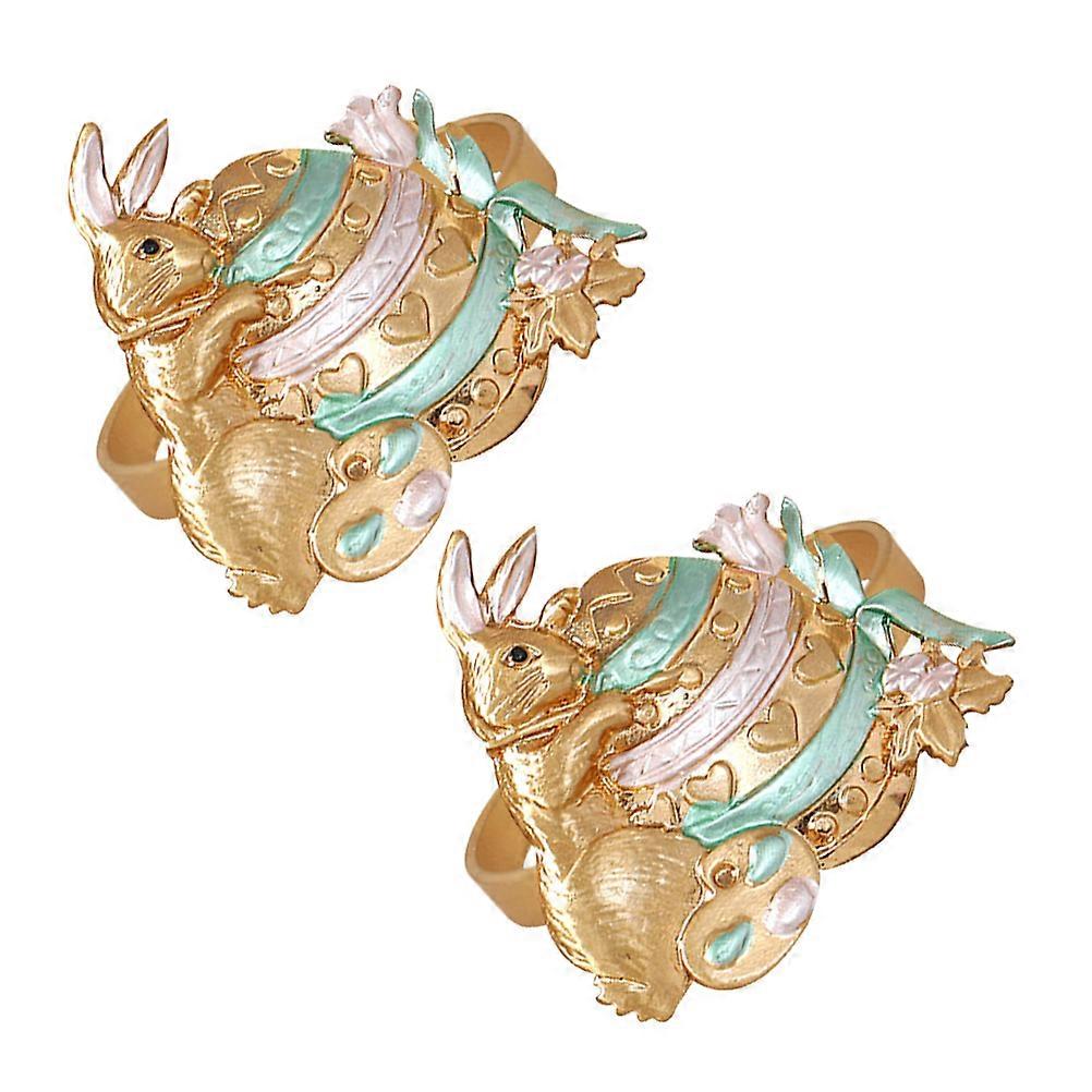Golden Easter Napkin Ring for Decoration 6Pcs Rabbit Alloy Set