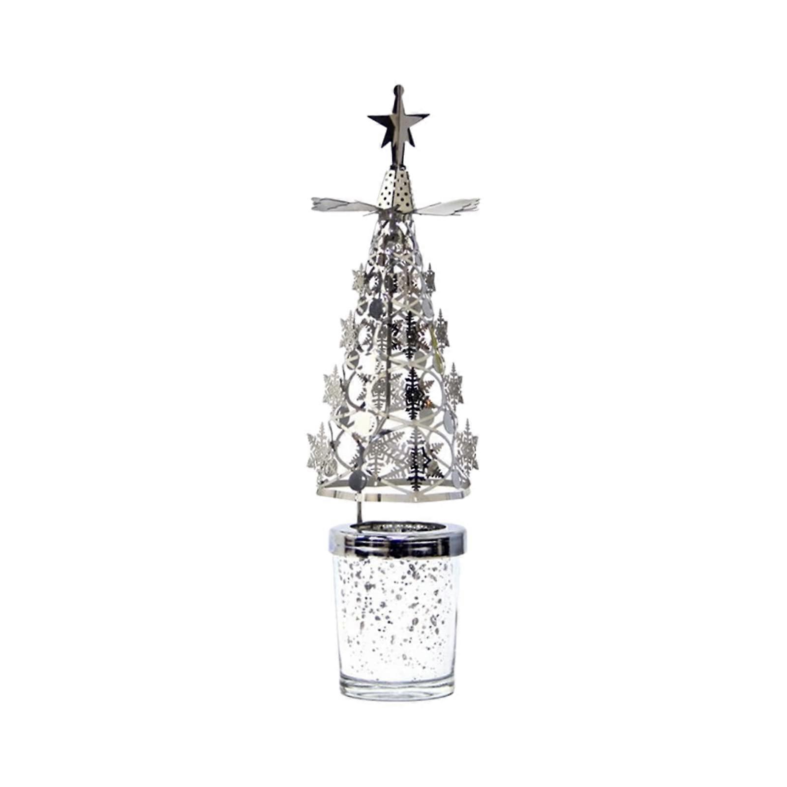 Christmas Tree Carousel Candle Spinning Tea Light Holder Rotating Candlestick Wedding Table Decoration