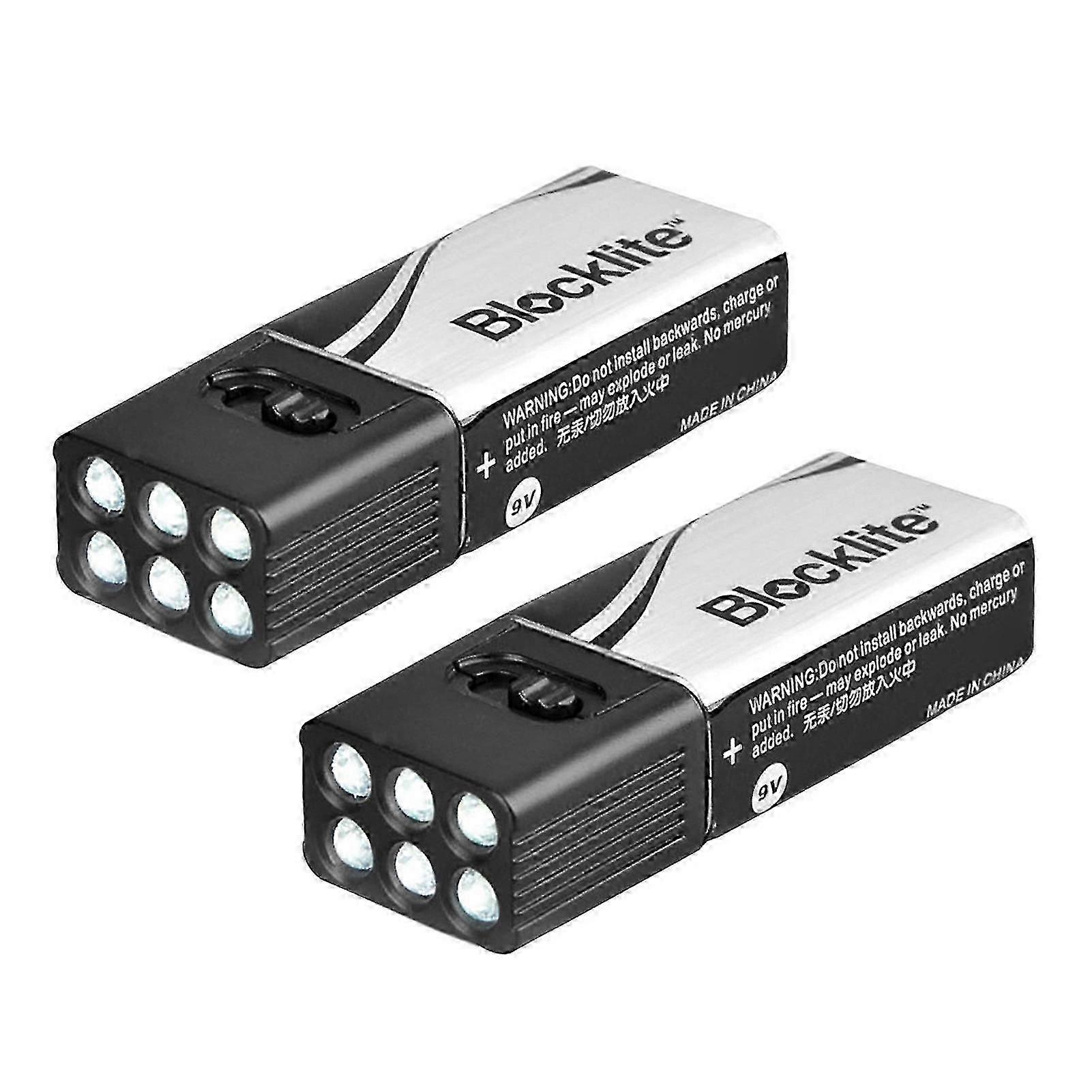 2pcs 9v Led Flashlight Torch Camping Lamp Compact Size Ultra Bright