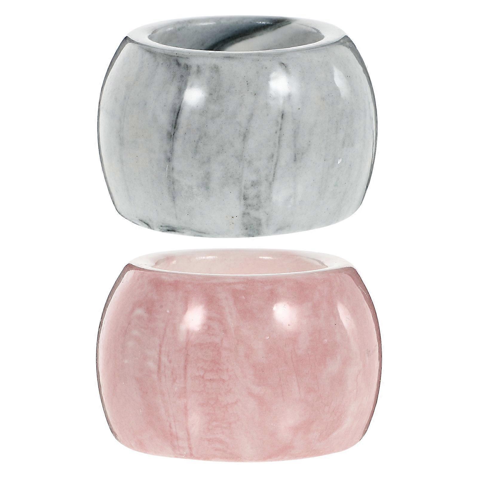Creative Marble Toothbrush Stand 2Pcs Square Holder Designed For Bathroom Use In Pink Featuring Moisture-Proof Attributes