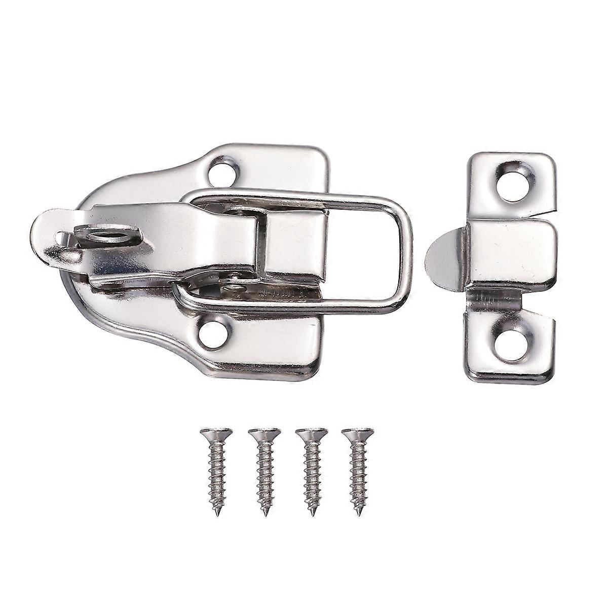 Jewelry Box Latches Iron Locking Hardware for Wooden Box with Keyhole Silver Rectangular Style 2Pcs